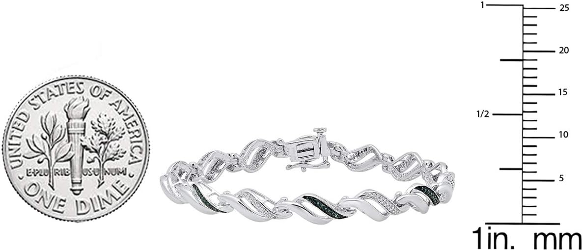 Bracciale da tennis Infinity da donna Dazzlingrock Collection da 0,35 carati (ctw) rotondo con diamanti bianchi blu 1/3 CT, argento sterling