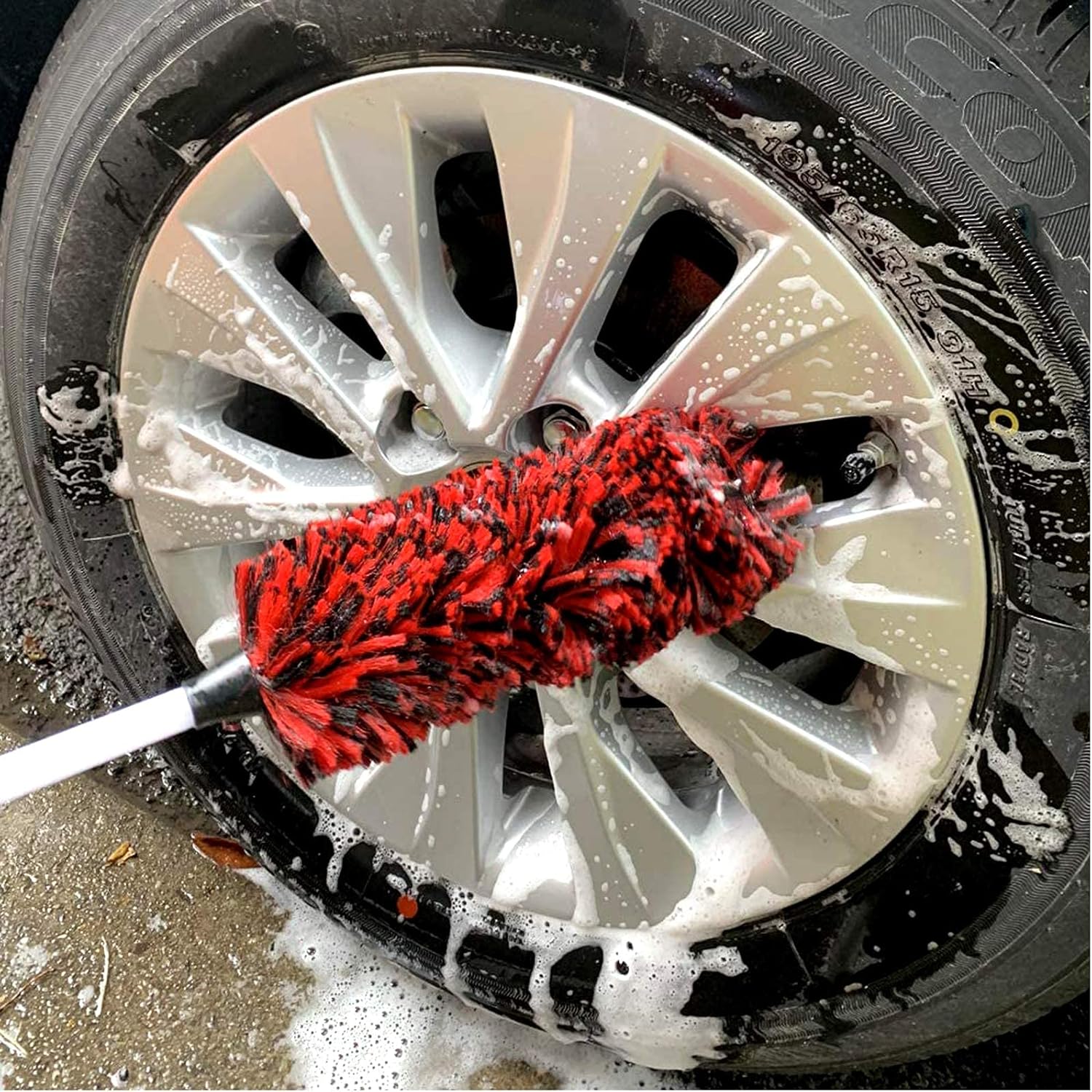 Car Wheel Tire Rim Woolies Brush Kit for Car Detailing Cleaning, Ultimate Car Wheel Wash Soft Auto Multifunctional Brushes Tools 17Inch Total Length · v5