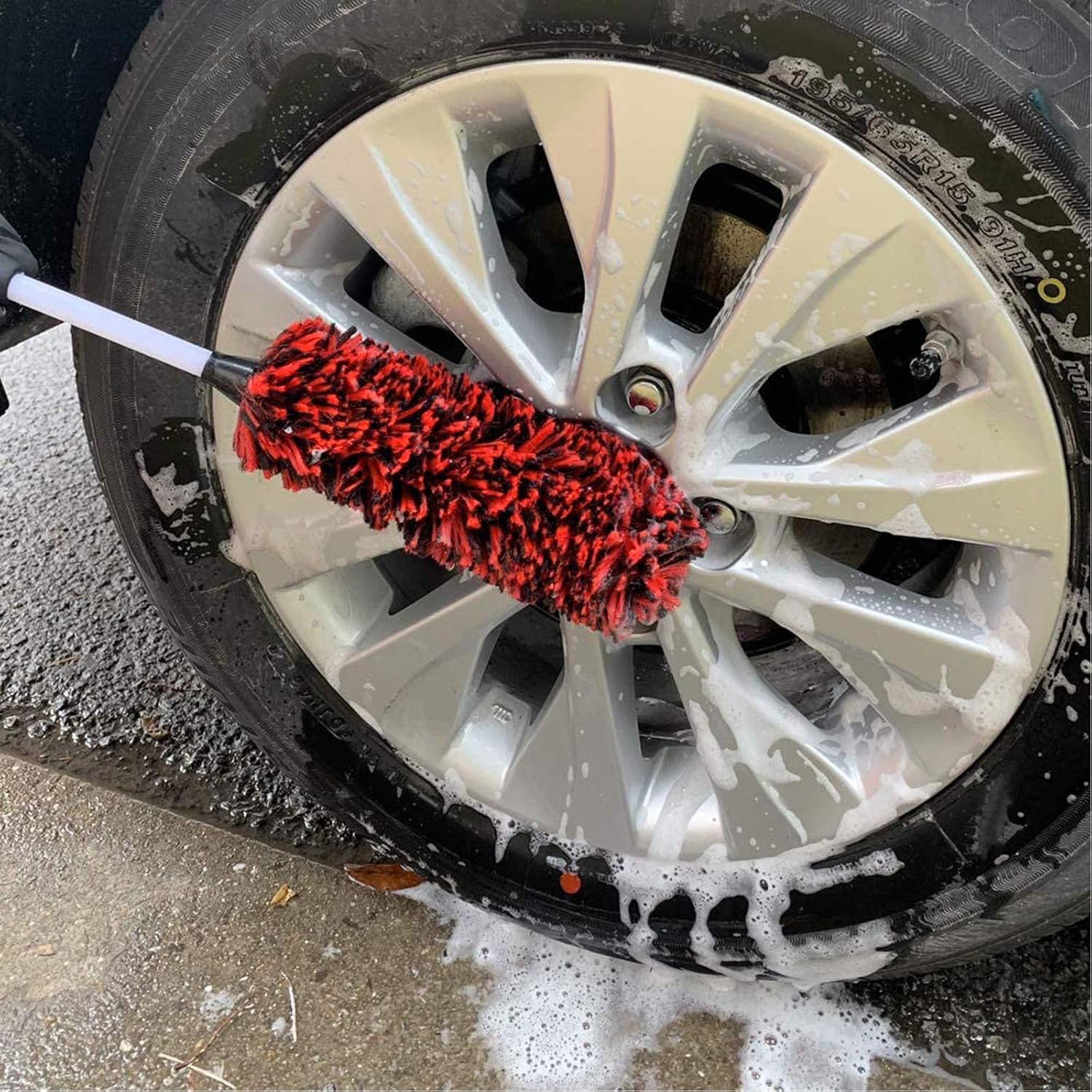 Car Wheel Tire Rim Woolies Brush Kit for Car Detailing Cleaning, Ultimate Car Wheel Wash Soft Auto Multifunctional Brushes Tools 17Inch Total Length · v5