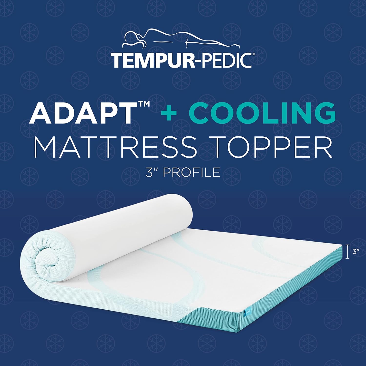 Cubrecolchón Tempur-Pedic Tempur-Adapt Cooling de 3 pulgadas, doble XL, espuma de lujo de primera calidad, funda lavable, cubrecolchón refrescante, blanco