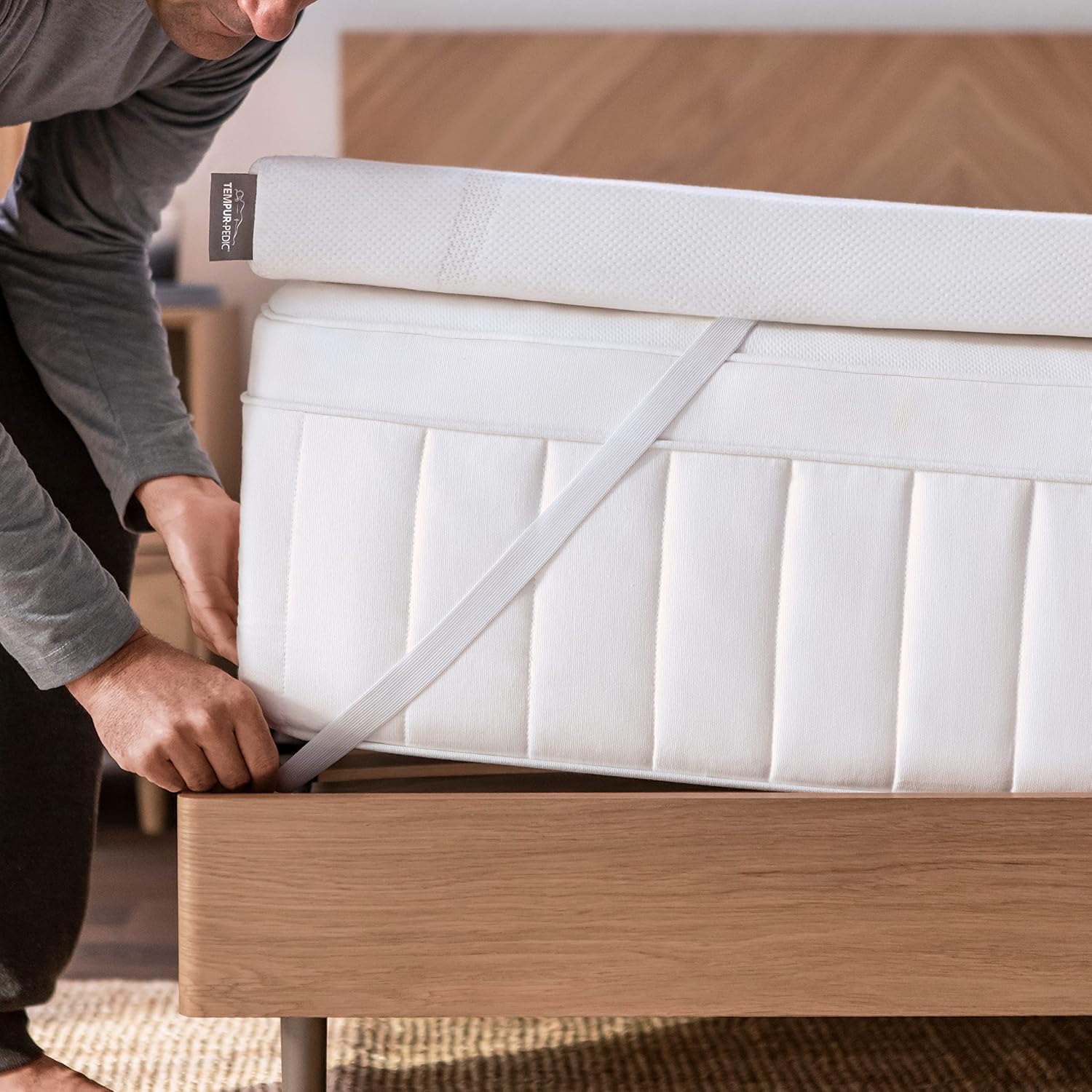 Cubrecolchón Tempur-Pedic Tempur-Adapt Cooling de 3 pulgadas, doble XL, espuma de lujo de primera calidad, funda lavable, cubrecolchón refrescante, blanco