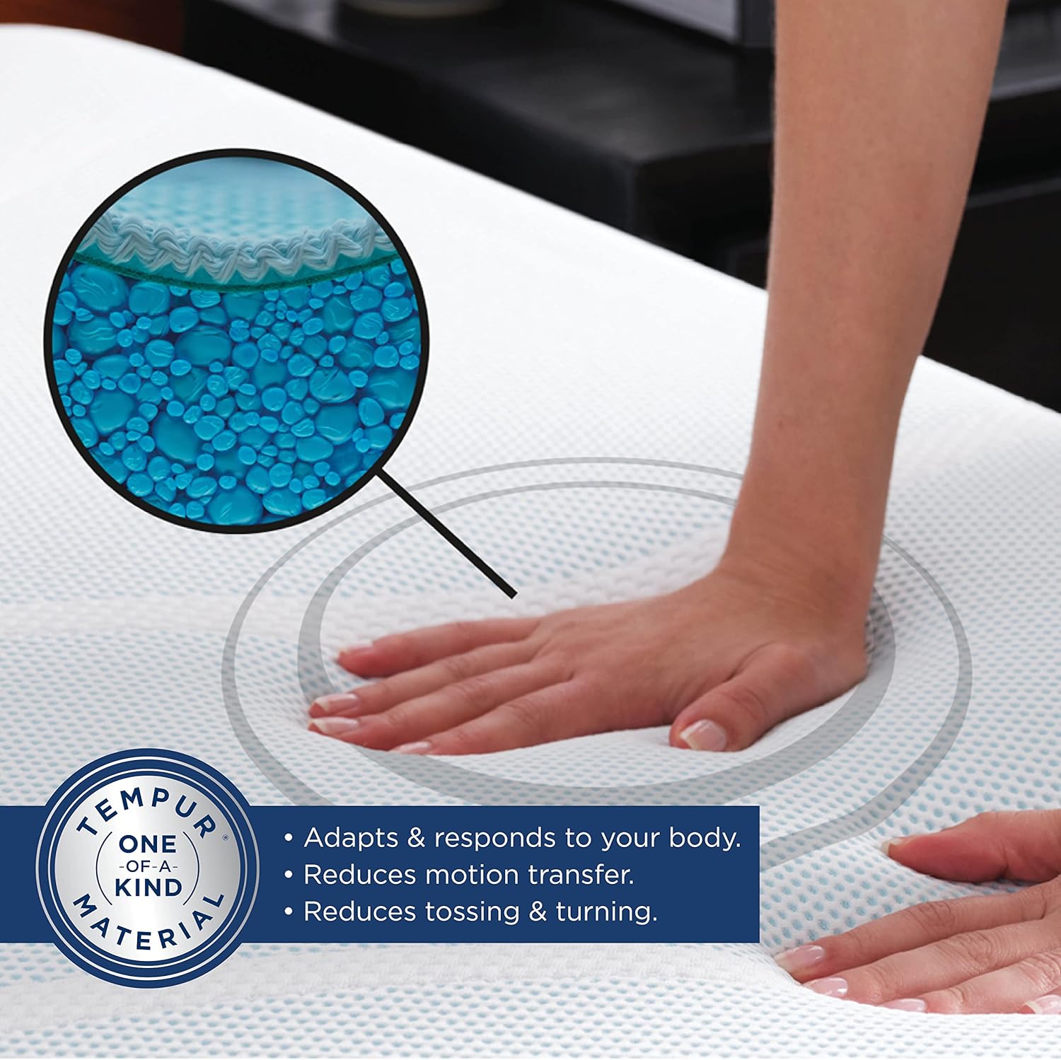 Tempur-Pedic TEMPUR-Adapt Cooling ที่นอนเสริมขนาด 3 นิ้ว King ขนาดกลาง Luxury Premium Foam ปลอกซักได้ ที่นอนเสริมความเย็นขนาดกลาง สีขาว