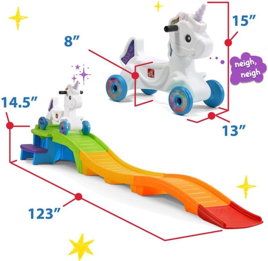Step2 Unicorn Up  Down Roller Coaster Kids Ride On Toy, Push Car, Indoor/Outdoor Playset, Made of Durable Plastic, Max Weight 50 lbs., For Toddlers 2-5 Years Old, Multicolor · v2