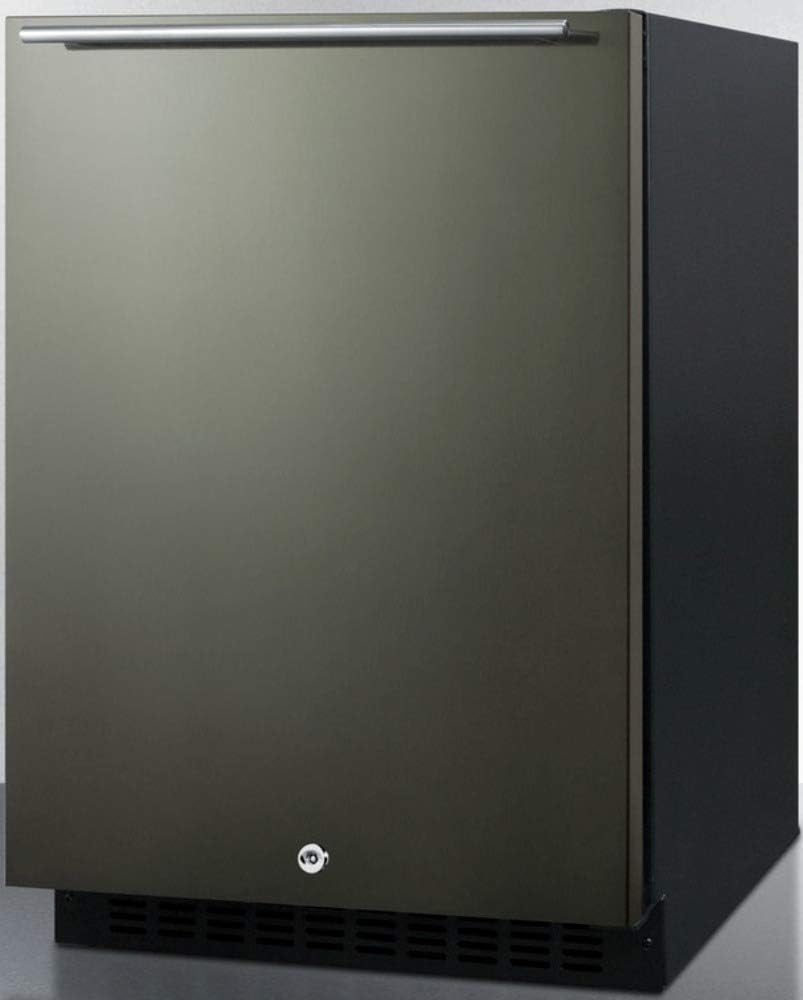 Summit Appliance AL54KSHH Built-in Undercounter ADA Compliant 4.8 cu.ft. 24 Wide All-refrigerator with Black Stainless Steel Door, Horizontal Handle, Black Cabinet, Door Storage and Digital Controls