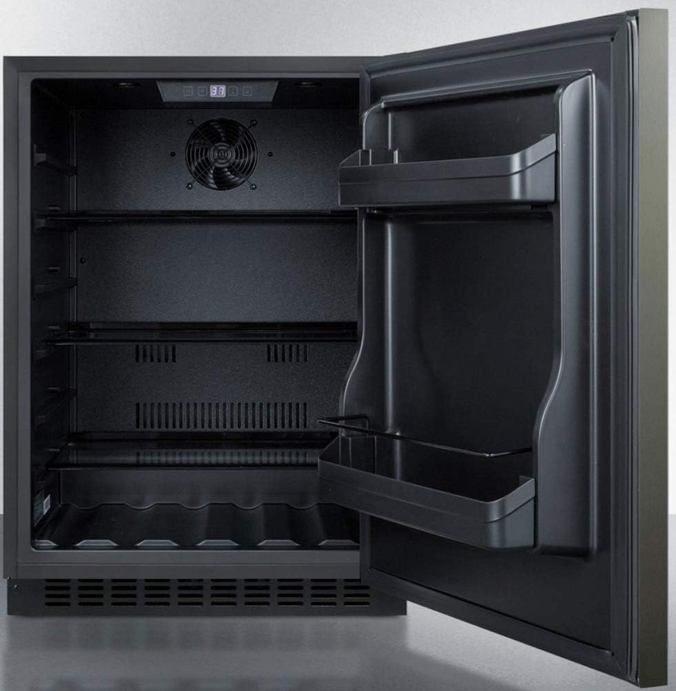 Summit Appliance AL54KSHH Built-in Undercounter ADA Compliant 4.8 cu.ft. 24 Wide All-refrigerator with Black Stainless Steel Door, Horizontal Handle, Black Cabinet, Door Storage and Digital Controls