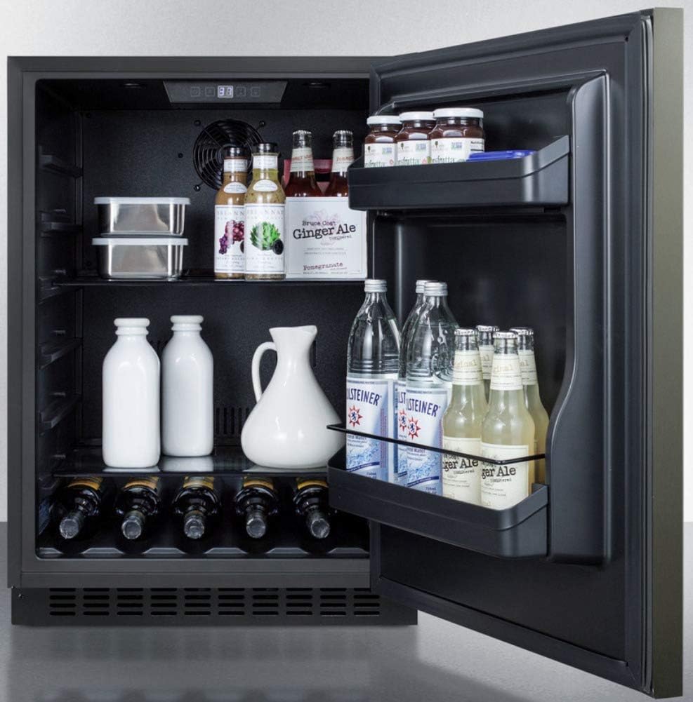 Summit Appliance AL54KSHH Built-in Undercounter ADA Compliant 4.8 cu.ft. 24 Wide All-refrigerator with Black Stainless Steel Door, Horizontal Handle, Black Cabinet, Door Storage and Digital Controls