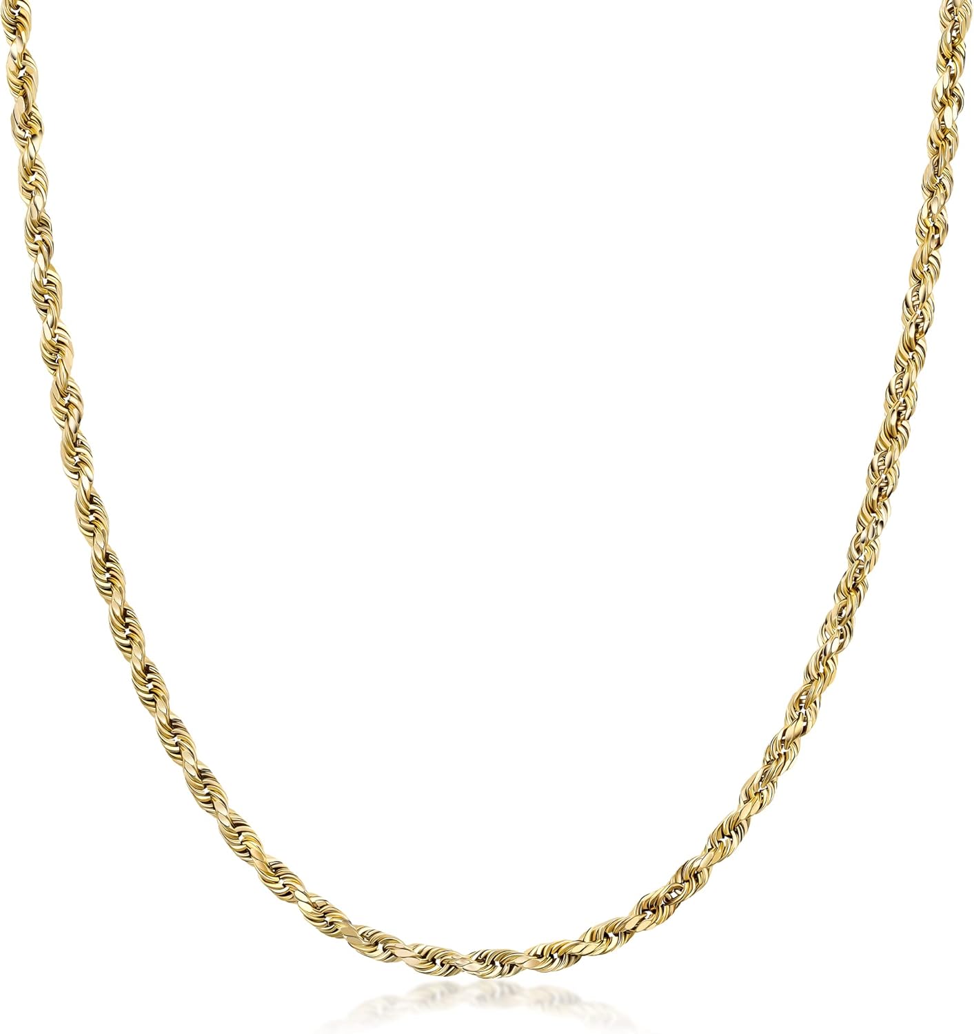 PORI JEWELERS 18 K Gelbgold 1,5 MM, 1,8 MM, 2 MM, 2,5 MM, 3 MM, 4 MM oder 5 MM Seilkette im Diamantschliff, Unisex-Größen 16—30 Zoll