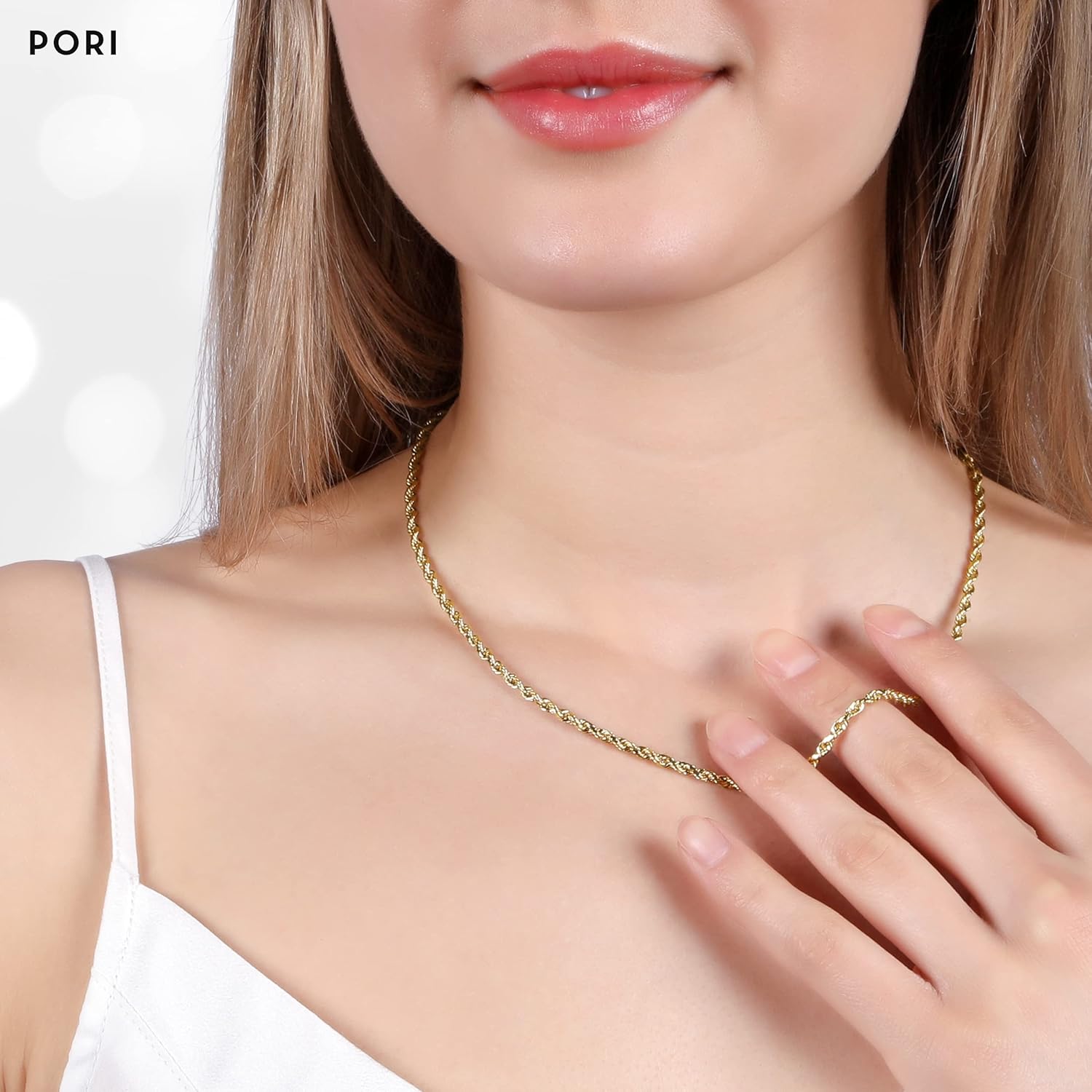 PORI JEWELERS 18 K Gelbgold 1,5 MM, 1,8 MM, 2 MM, 2,5 MM, 3 MM, 4 MM oder 5 MM Seilkette im Diamantschliff, Unisex-Größen 16—30 Zoll