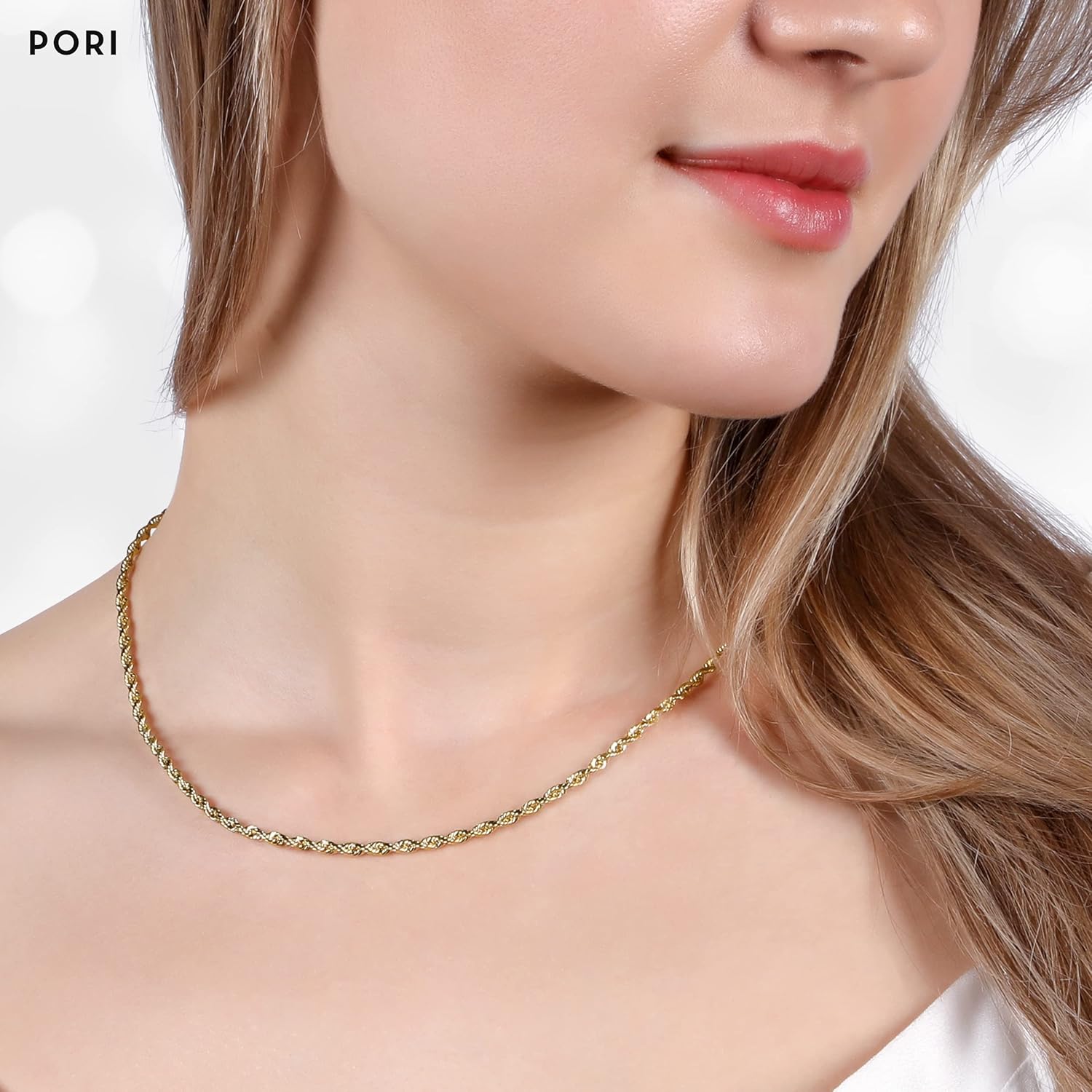 PORI JEWELERS 18 K Gelbgold 1,5 MM, 1,8 MM, 2 MM, 2,5 MM, 3 MM, 4 MM oder 5 MM Seilkette im Diamantschliff, Unisex-Größen 16—30 Zoll