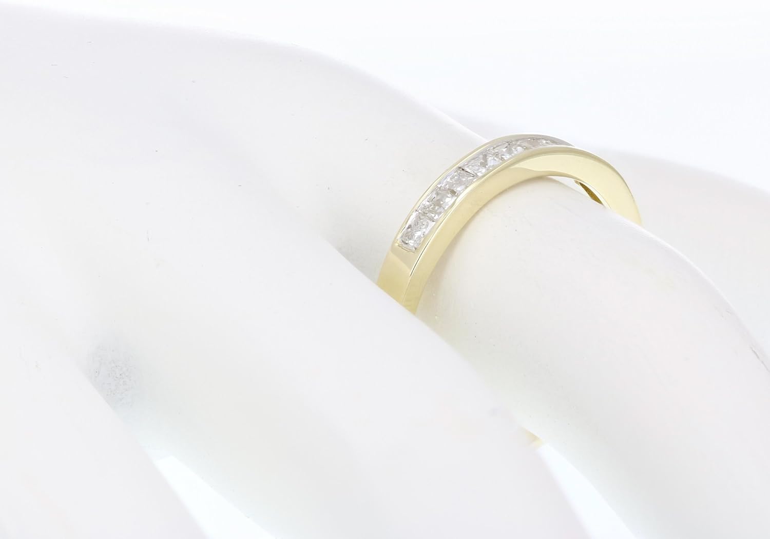 1/2 carat (ctw) Diamond Wedding Anniversary Band for Women, Half Eternity Princess Cut Square Diamond Engagement Ring in 14K Yellow Gold Channel Set 0.50 cttw, Size 4.5-10.25 · v4