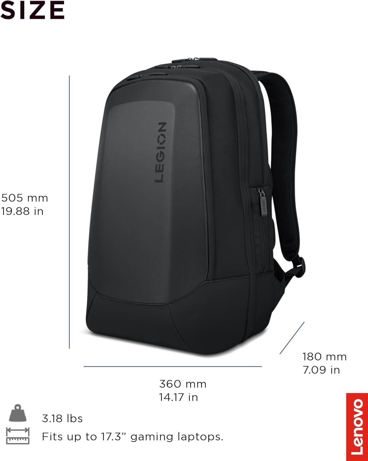 Lenovo - Legion 17” Armored Backpack – Gaming Laptop Bag – Double Layered Protection – Dedicated Storage Pockets – Durable Pack with EVA Front Shield · v3