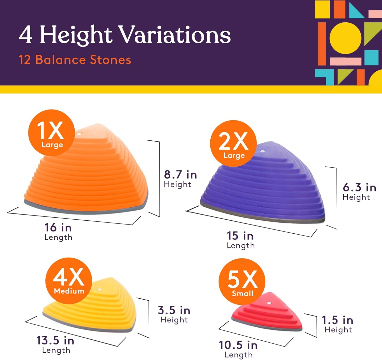 Special Supplies Stepping Stones for Kids Indoor and Outdoor Balance Blocks Promote Coordination, Balance, Strength Child Safe Rubber, Non-Slip Edging (Multi-Color, 12) · v3
