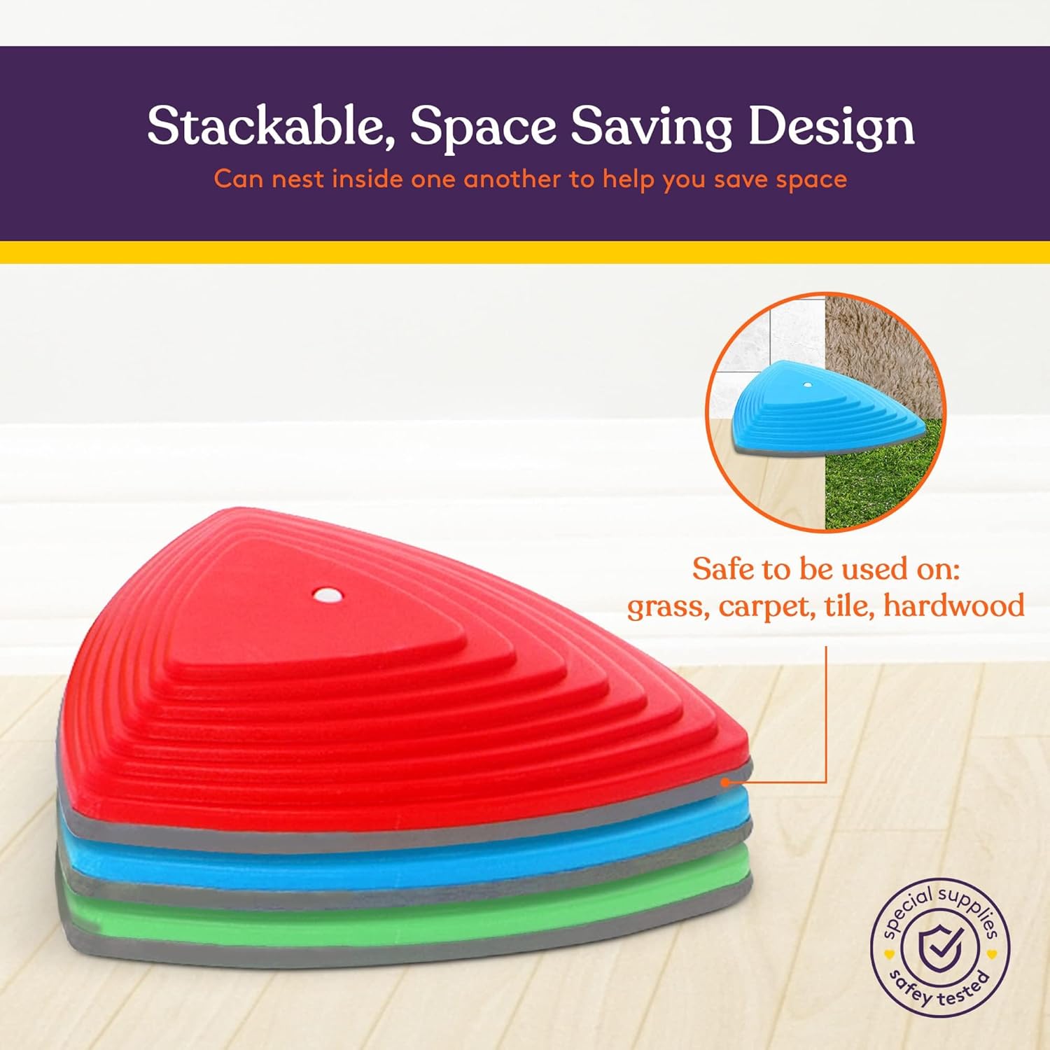 Special Supplies Stepping Stones for Kids Indoor and Outdoor Balance Blocks Promote Coordination, Balance, Strength Child Safe Rubber, Non-Slip Edging (Multi-Color, 12) · v3