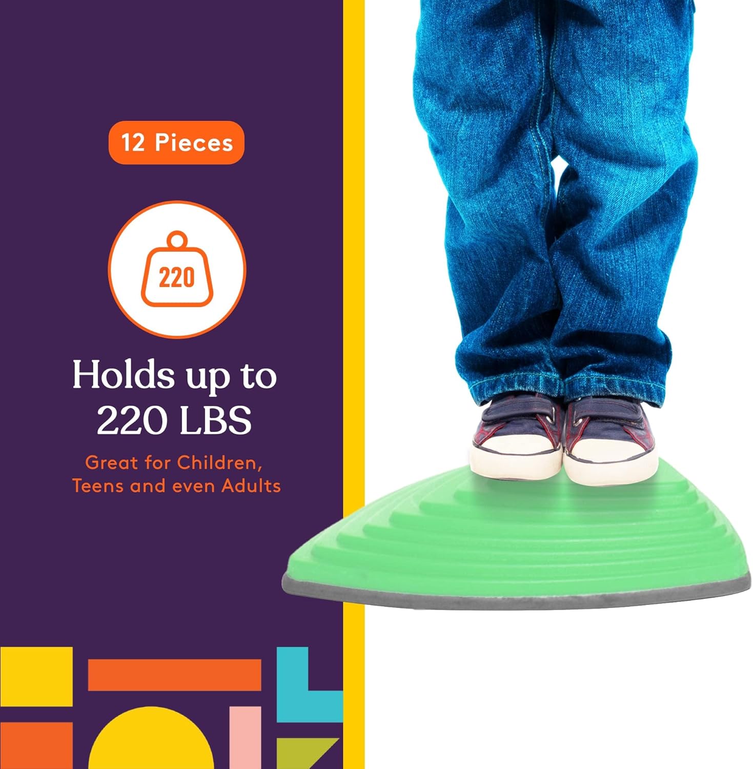 Special Supplies Stepping Stones for Kids Indoor and Outdoor Balance Blocks Promote Coordination, Balance, Strength Child Safe Rubber, Non-Slip Edging (Multi-Color, 12) · v3