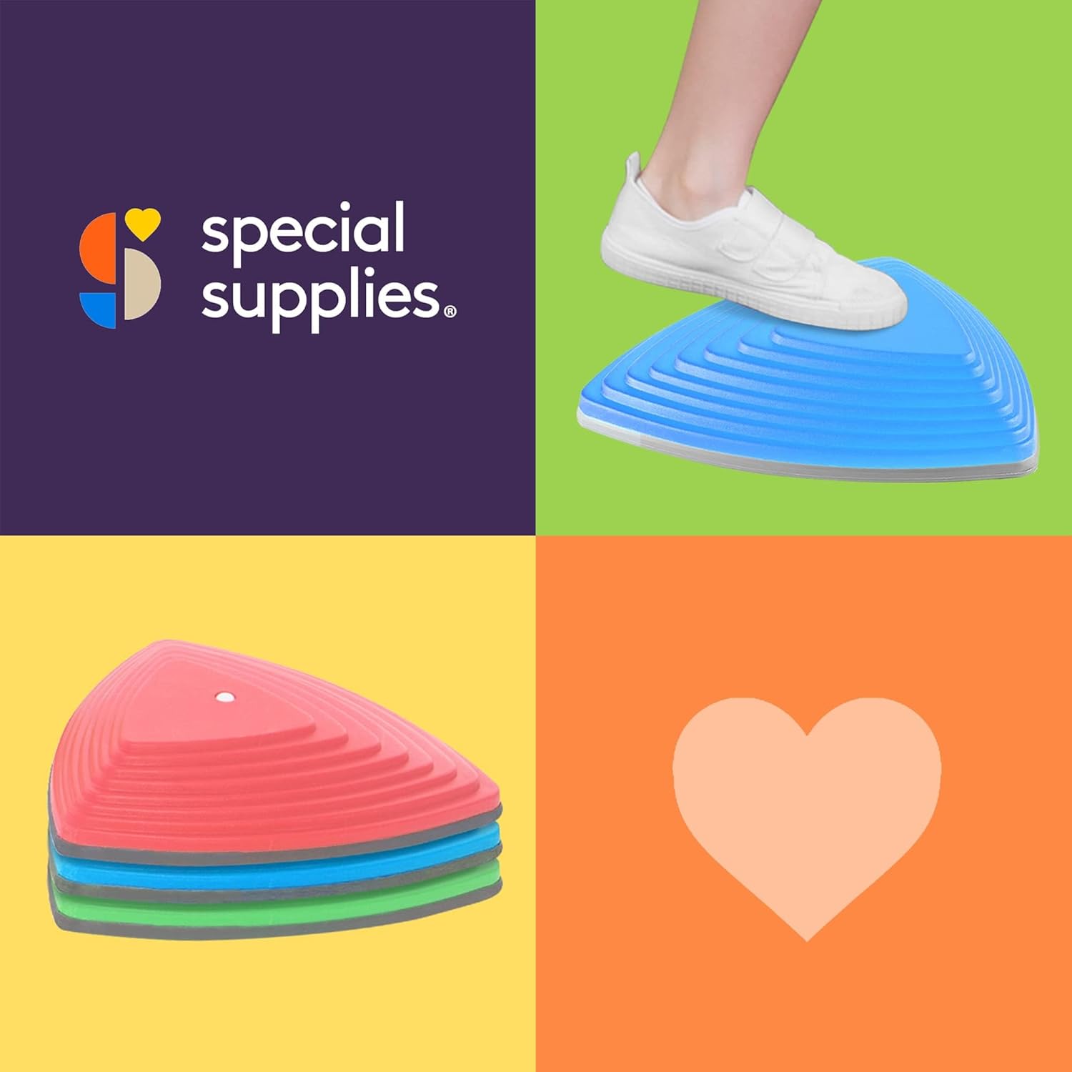 Special Supplies Stepping Stones for Kids Indoor and Outdoor Balance Blocks Promote Coordination, Balance, Strength Child Safe Rubber, Non-Slip Edging (Multi-Color, 12) · v3