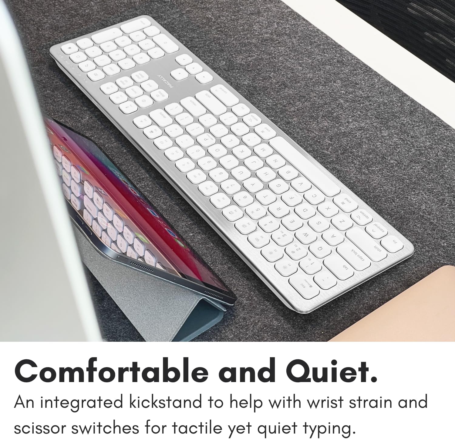 Macally Premium-Bluetooth-Tastatur für Mac — Kompatible Apple-Tastatur mit Ziffernblock — Kabellose Tastatur für mehrere Geräte für MacBook Pro/Air, Mac Mini Pro, iMac, Laptop