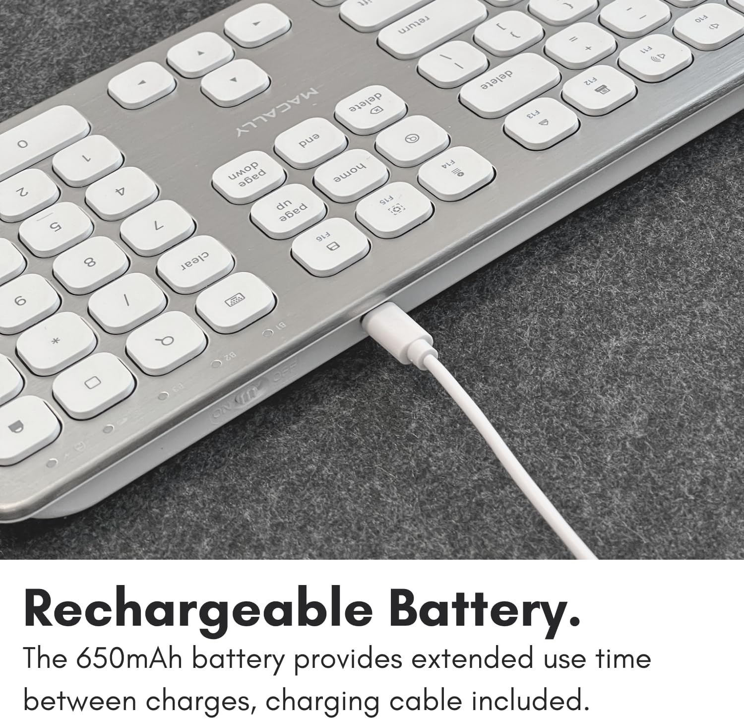 Macally Premium-Bluetooth-Tastatur für Mac — Kompatible Apple-Tastatur mit Ziffernblock — Kabellose Tastatur für mehrere Geräte für MacBook Pro/Air, Mac Mini Pro, iMac, Laptop