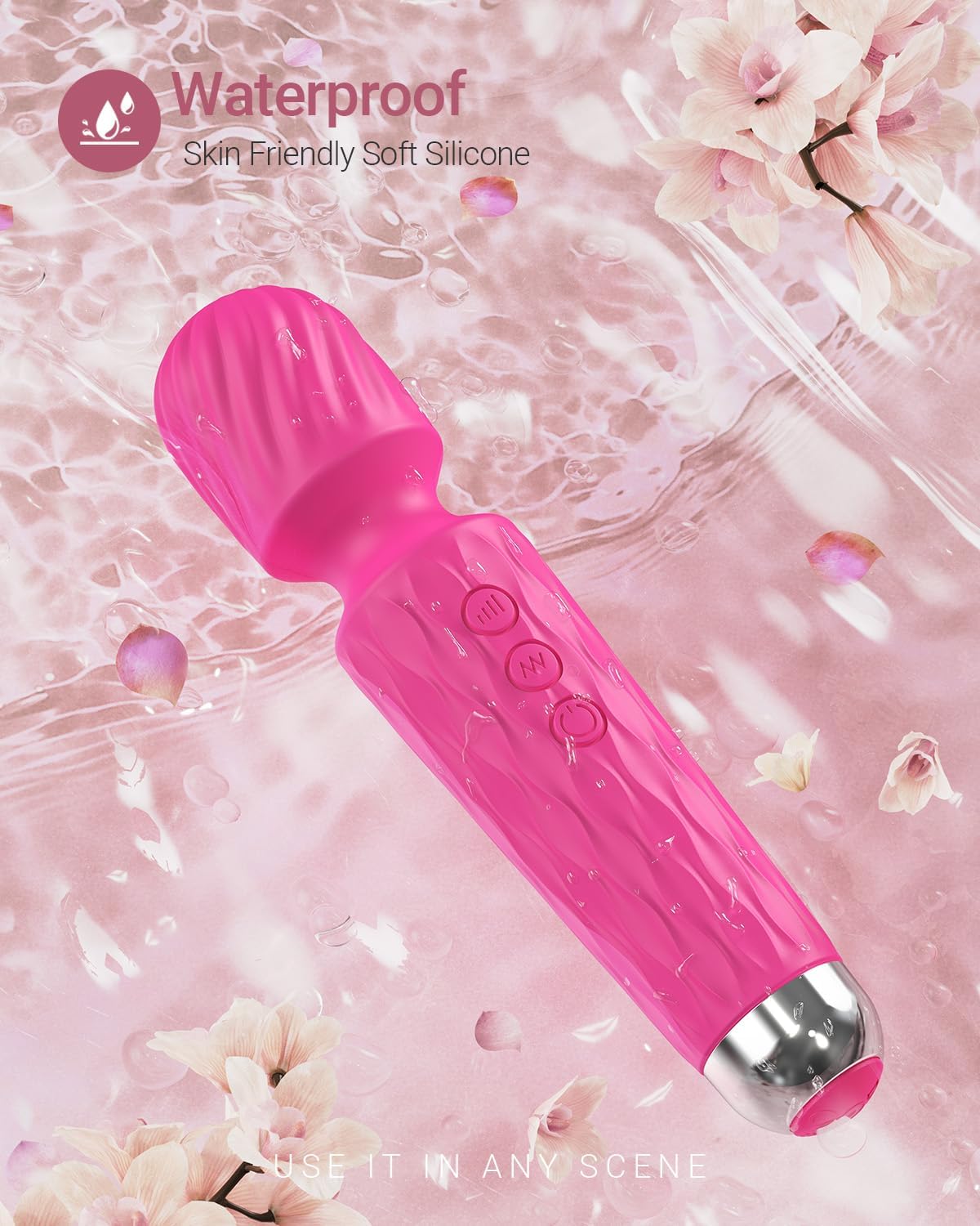Varita vibradora, juguete sexual con punto G para mujeres y adultos, vibradores para ella, varita masajeadora, juguete sexual estimulador de clítoris, consolador, con 8 velocidades de placer y 20 patrones, potente, impermeable (rosa)