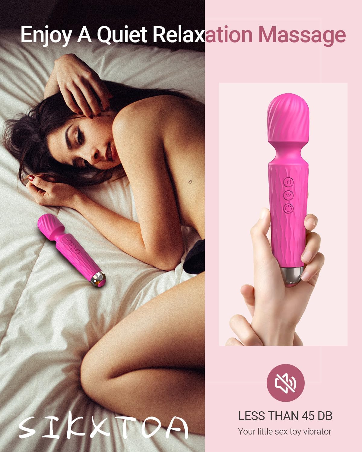 Varita vibradora, juguete sexual con punto G para mujeres y adultos, vibradores para ella, varita masajeadora, juguete sexual estimulador de clítoris, consolador, con 8 velocidades de placer y 20 patrones, potente, impermeable (rosa)