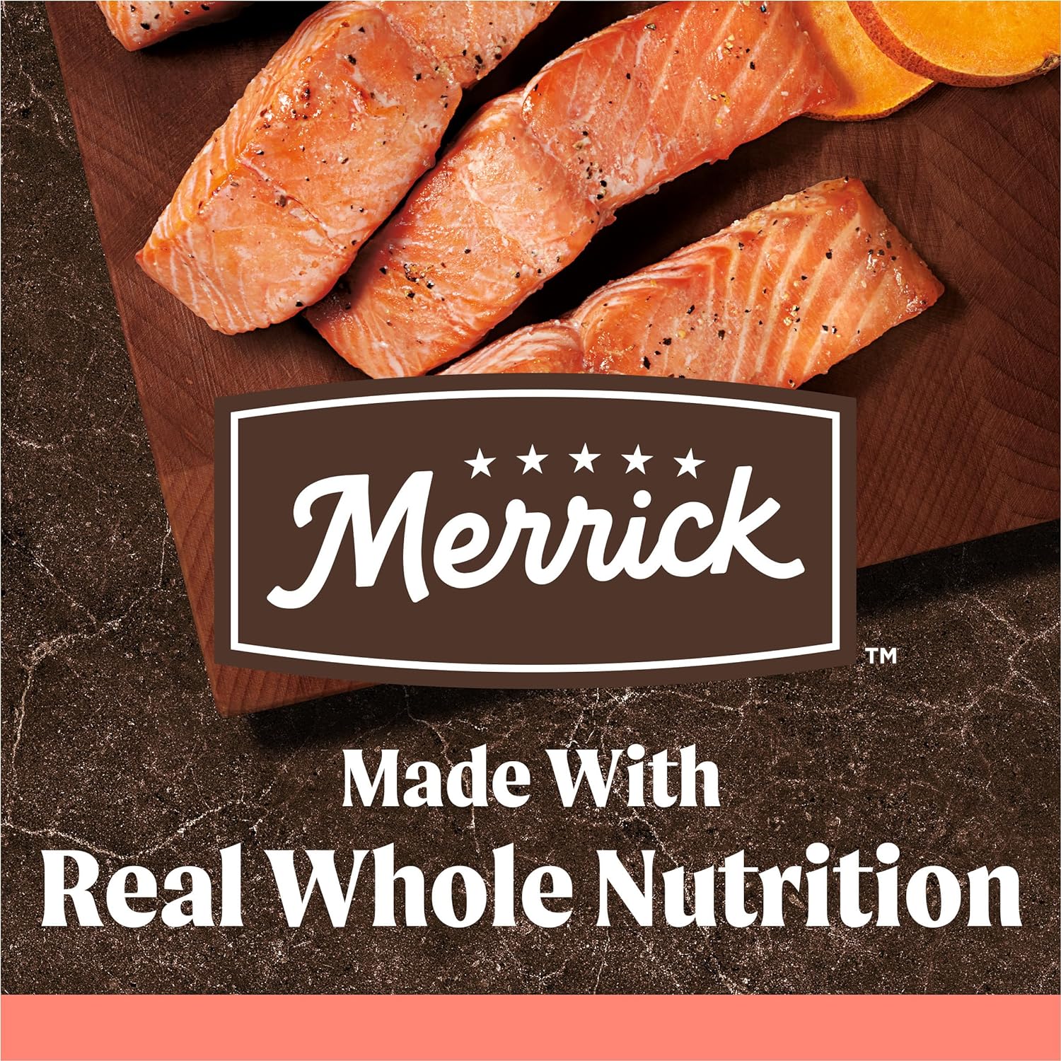 طعام Merrick Premium Grain Free Dry للكلاب البالغة، طعام صحي وطبيعي مع سمك السلمون الحقيقي والبطاطا الحلوة - كيس 4.0 رطل