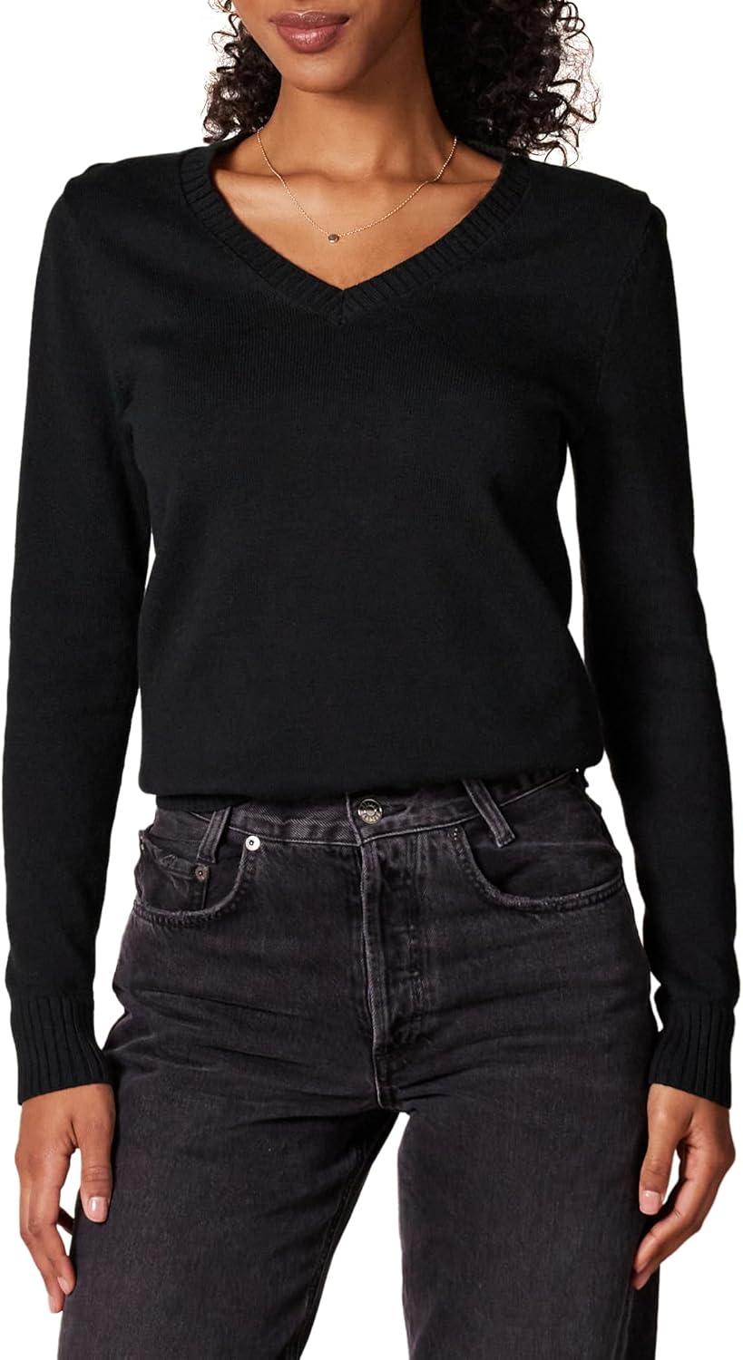 Amazon Essentials Sweater Katun Wanita 100% Lengan Panjang V Neck