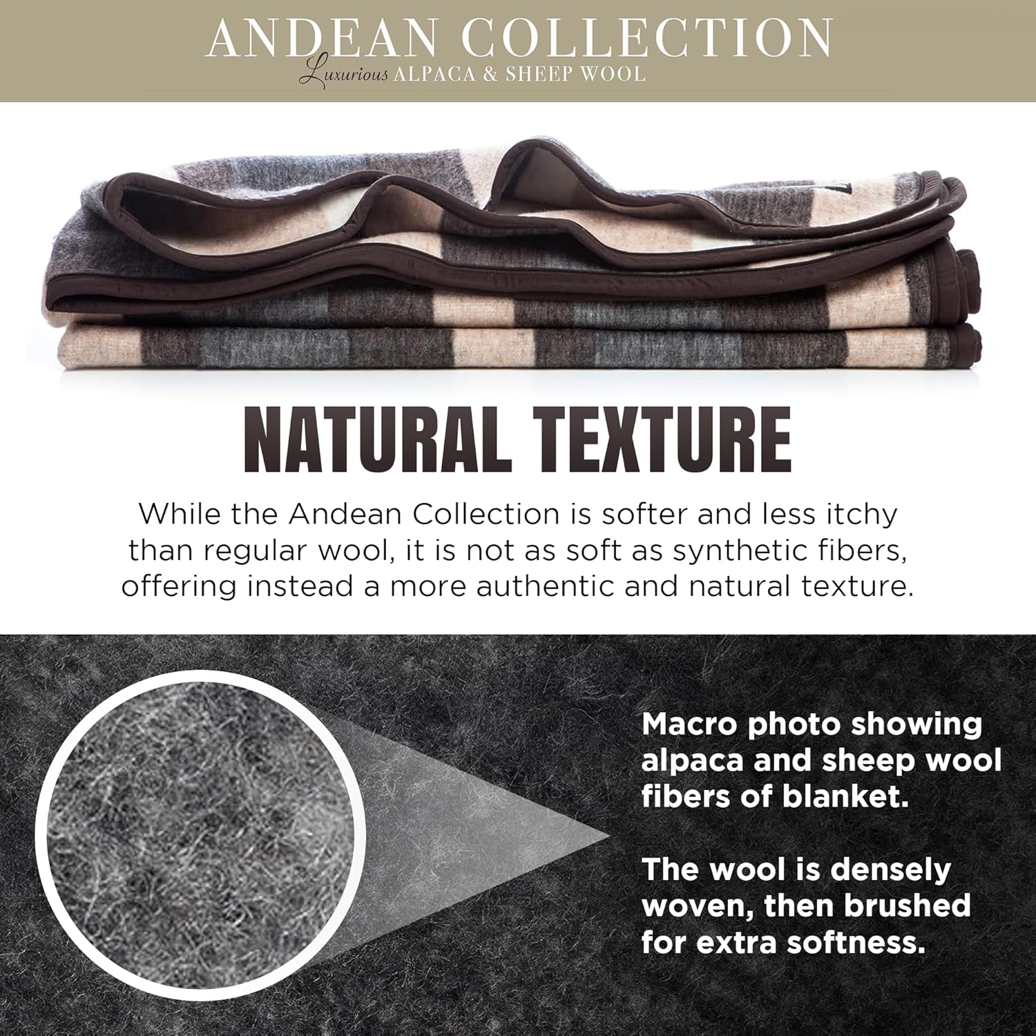 Desert Breeze Distributing 100% Natural Alpaca and Merino Wool Blanket, Andean Collection Rustic Woven, Warm and Thick Wool Blanket King Size, Made in Peru · v2