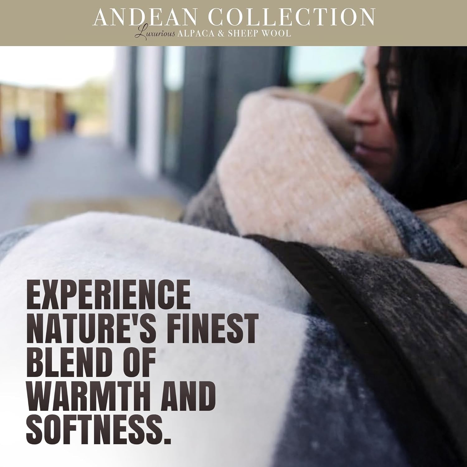 Desert Breeze Distributing 100% Natural Alpaca and Merino Wool Blanket, Andean Collection Rustic Woven, Warm and Thick Wool Blanket King Size, Made in Peru · v2