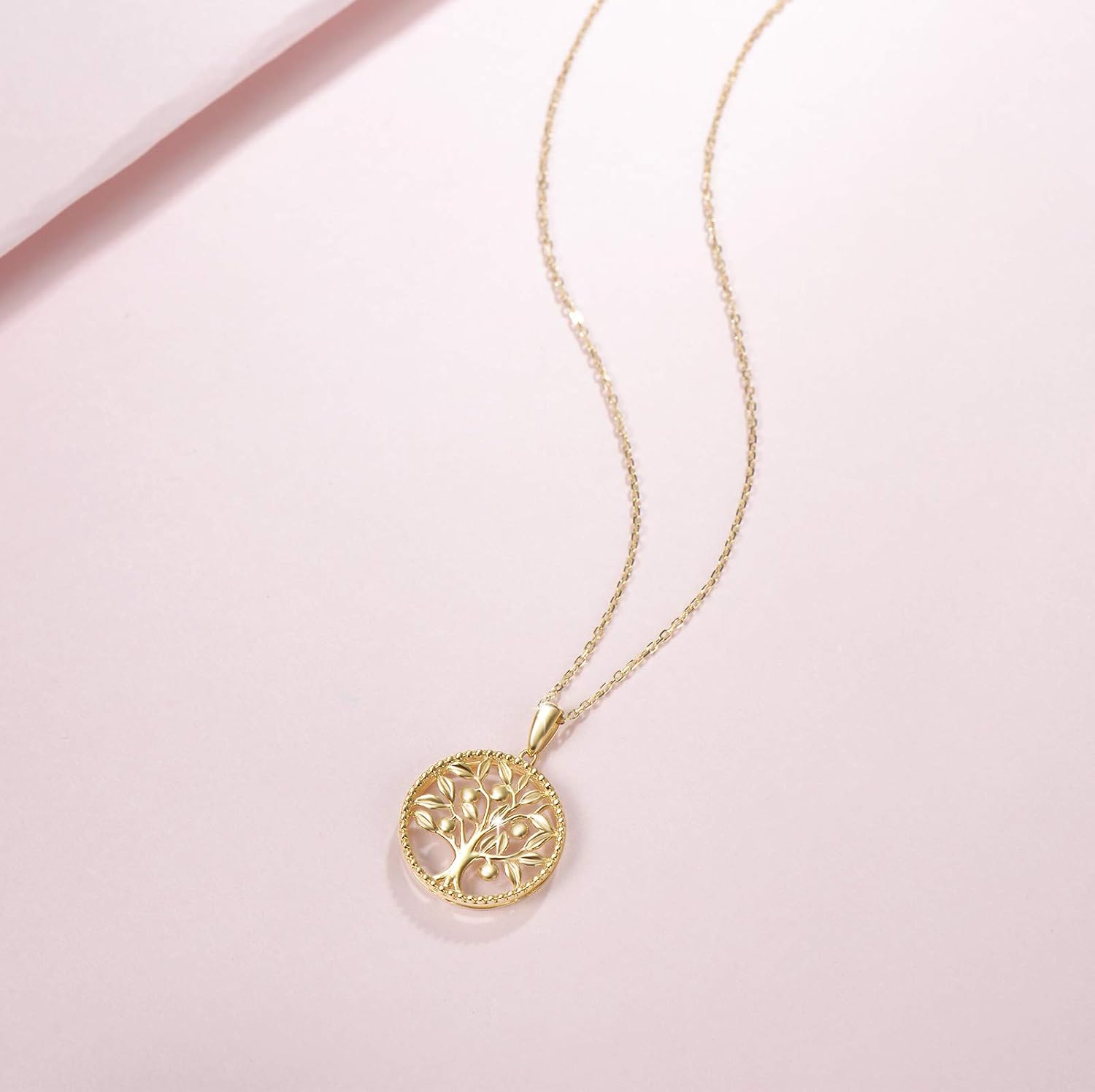 AGVANA Christmas Gifts 14K Solid Real Gold Tree of Life Necklace for Women Dainty Pendant Necklace Fine Jewelry Birthday Gifts for Women Mom Wife Her Yourself, 16 2" · v4