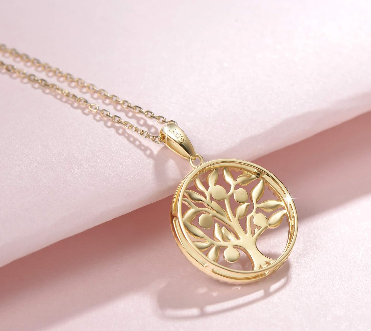 AGVANA Christmas Gifts 14K Solid Real Gold Tree of Life Necklace for Women Dainty Pendant Necklace Fine Jewelry Birthday Gifts for Women Mom Wife Her Yourself, 16 2" · v4