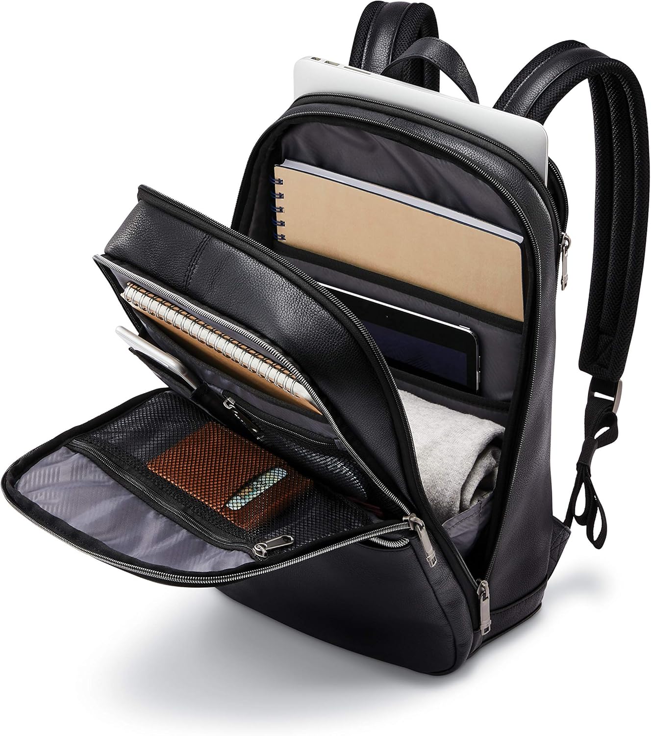 Samsonite Classic Slim Rucksack aus Leder, Schwarz, Einheitsgröße