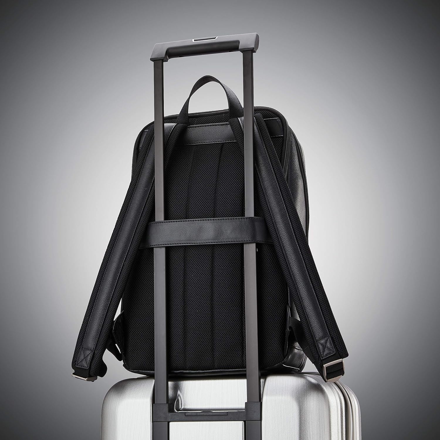 Samsonite Classic Slim Rucksack aus Leder, Schwarz, Einheitsgröße