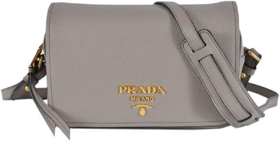 Borsa a tracolla Prada Vitello Phenix Argilla in pelle grigia 1BD163