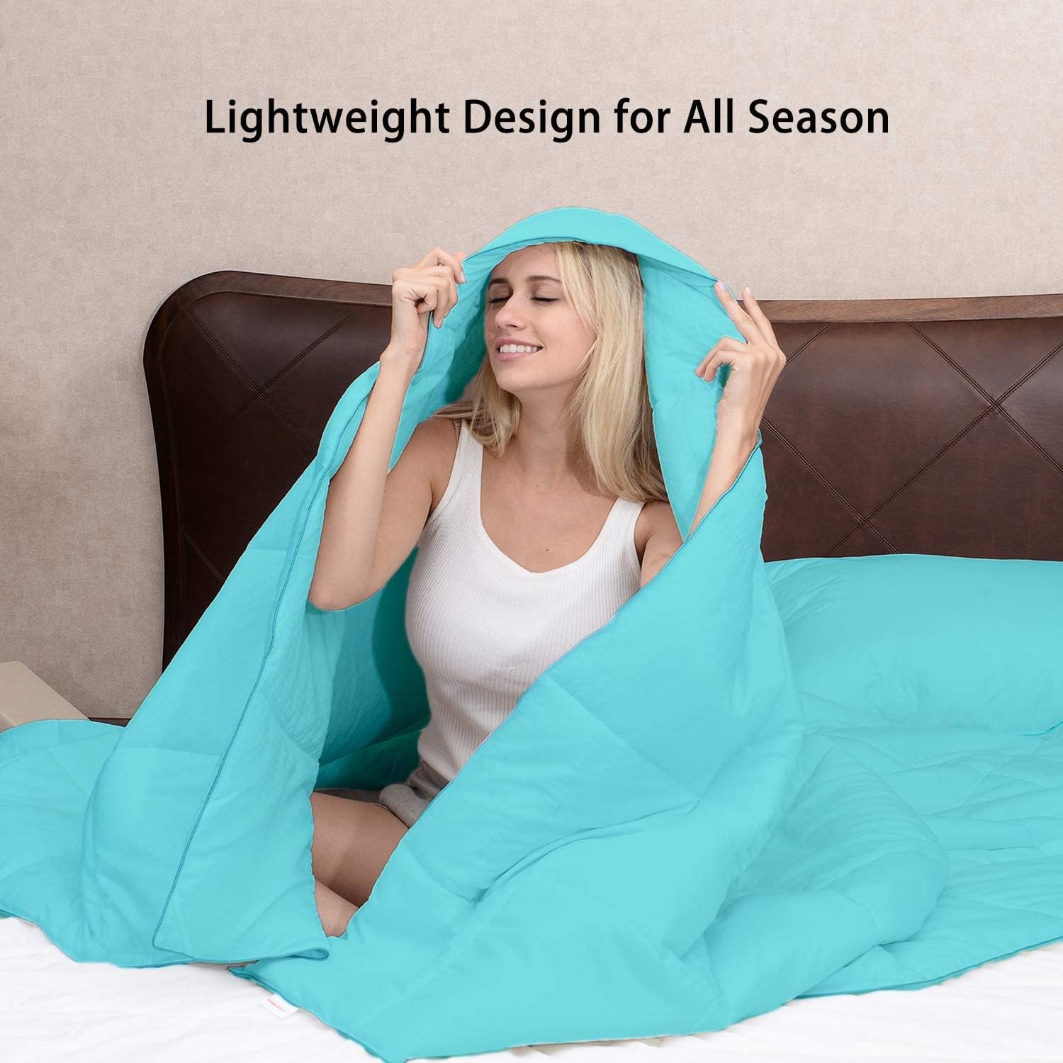 Comforter Duvet Insert - 3pc Down Alternative Bedding Comforter Set - All Season Quilted Duvet Insert with 8 Corner Tabs, Soft, Breathable (Queen/Full XL Size 88x92") - Aqua Solid · v2