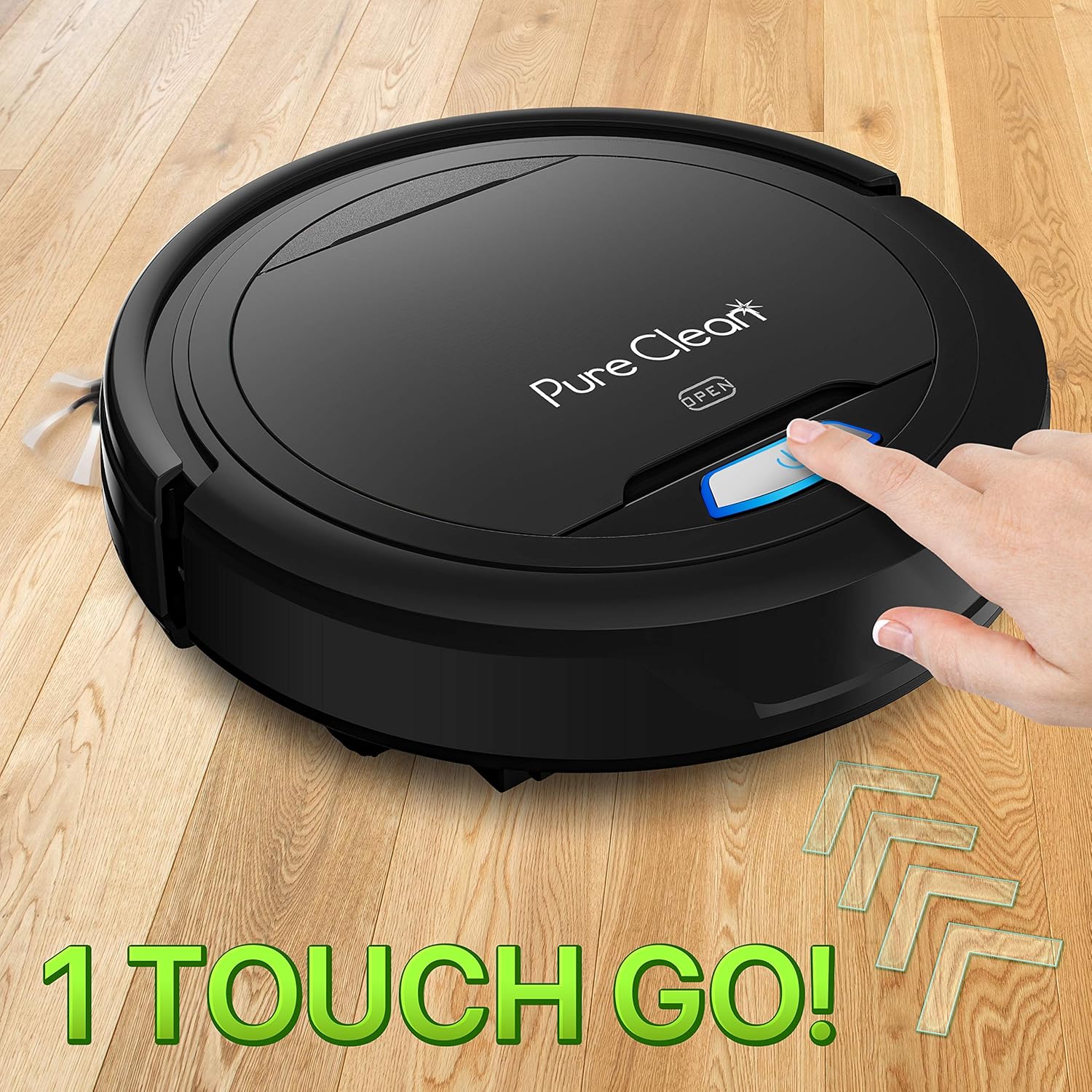 PURE CLEAN PUCRC26B.9 Automatic Robot Vacuum Cleaner-Robotic Auto Home Cleaning for Clean Carpet Hardwood Floor-Bot Self Detects Stairs-Air Filter Pet Hair Allergies Friendly- · v6