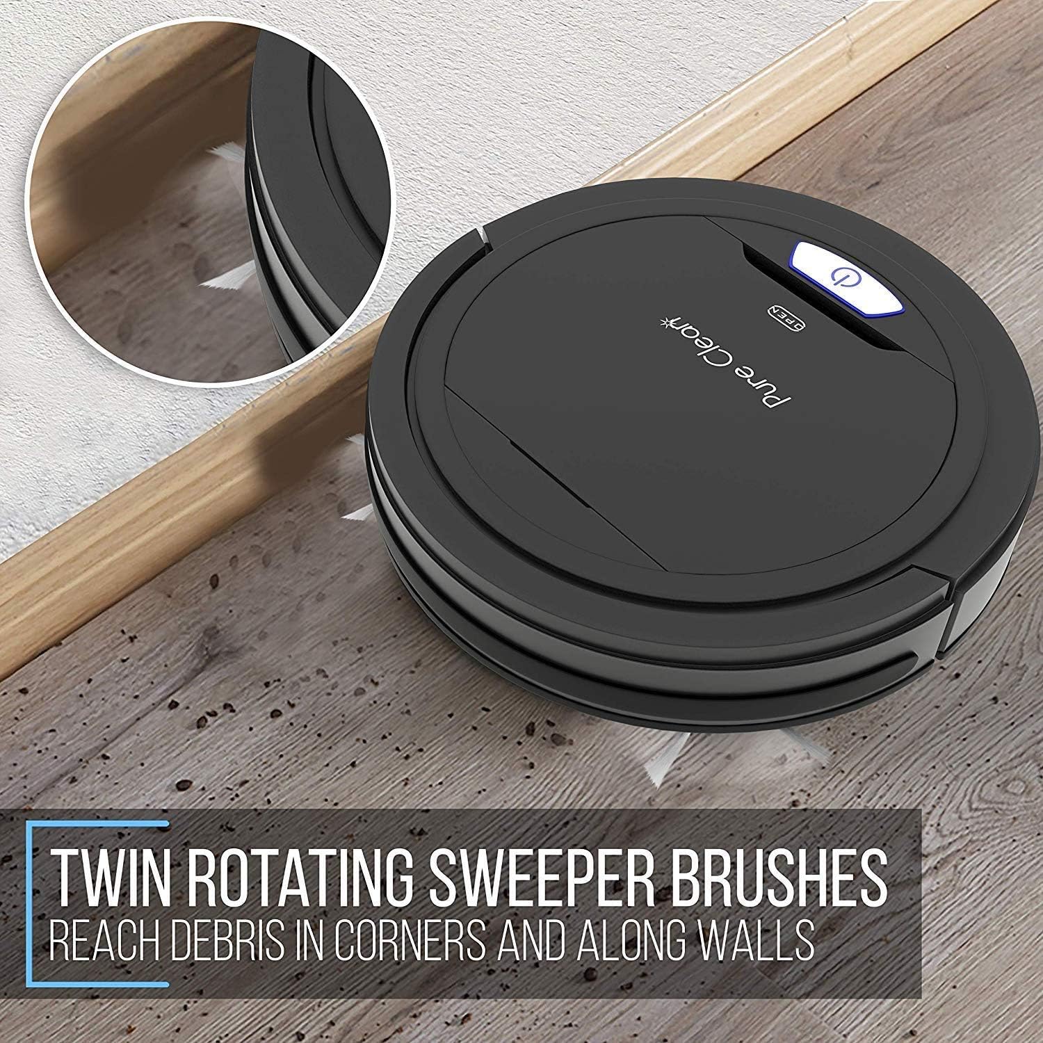 PURE CLEAN PUCRC26B.9 Automatic Robot Vacuum Cleaner-Robotic Auto Home Cleaning for Clean Carpet Hardwood Floor-Bot Self Detects Stairs-Air Filter Pet Hair Allergies Friendly- · v6