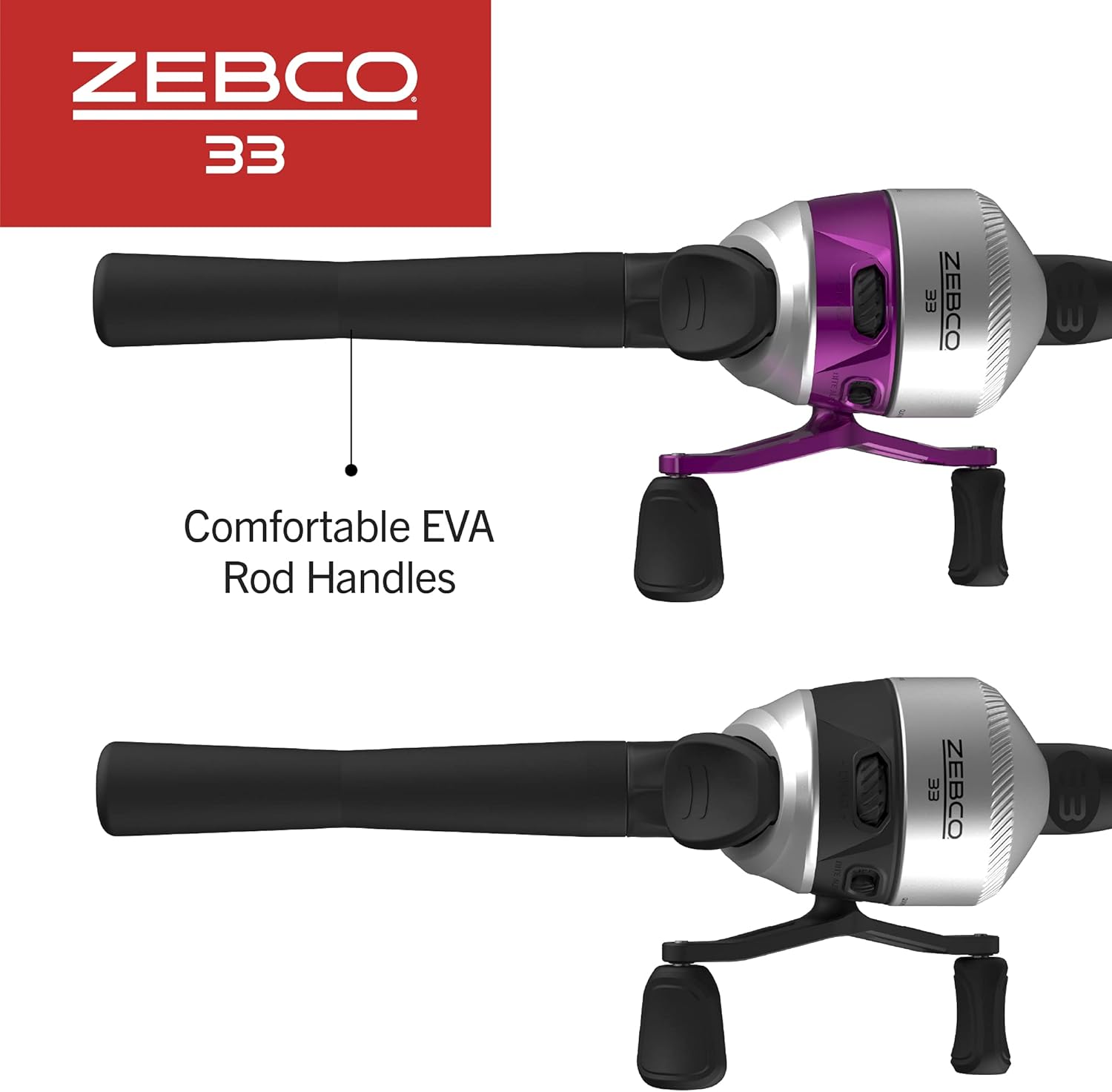 Zebco 33 Spincast Reel and 2-Piece Fishing Rod Combo, 5-Foot 6-Inch Durable Fiberglass Rod, Quickset Anti-Reverse Fishing Reel with Bite Alert · v2