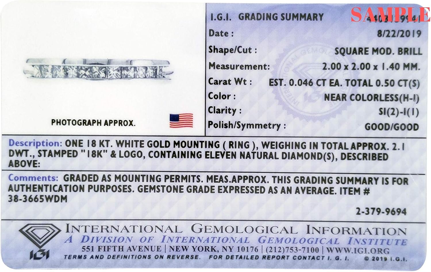 Anello a fede nuziale in stile Half Eternity con diamante taglio Princess certificato IGI da 1/2 Cttw in oro bianco 18 carati (colore H-I, purezza SI2-I1)