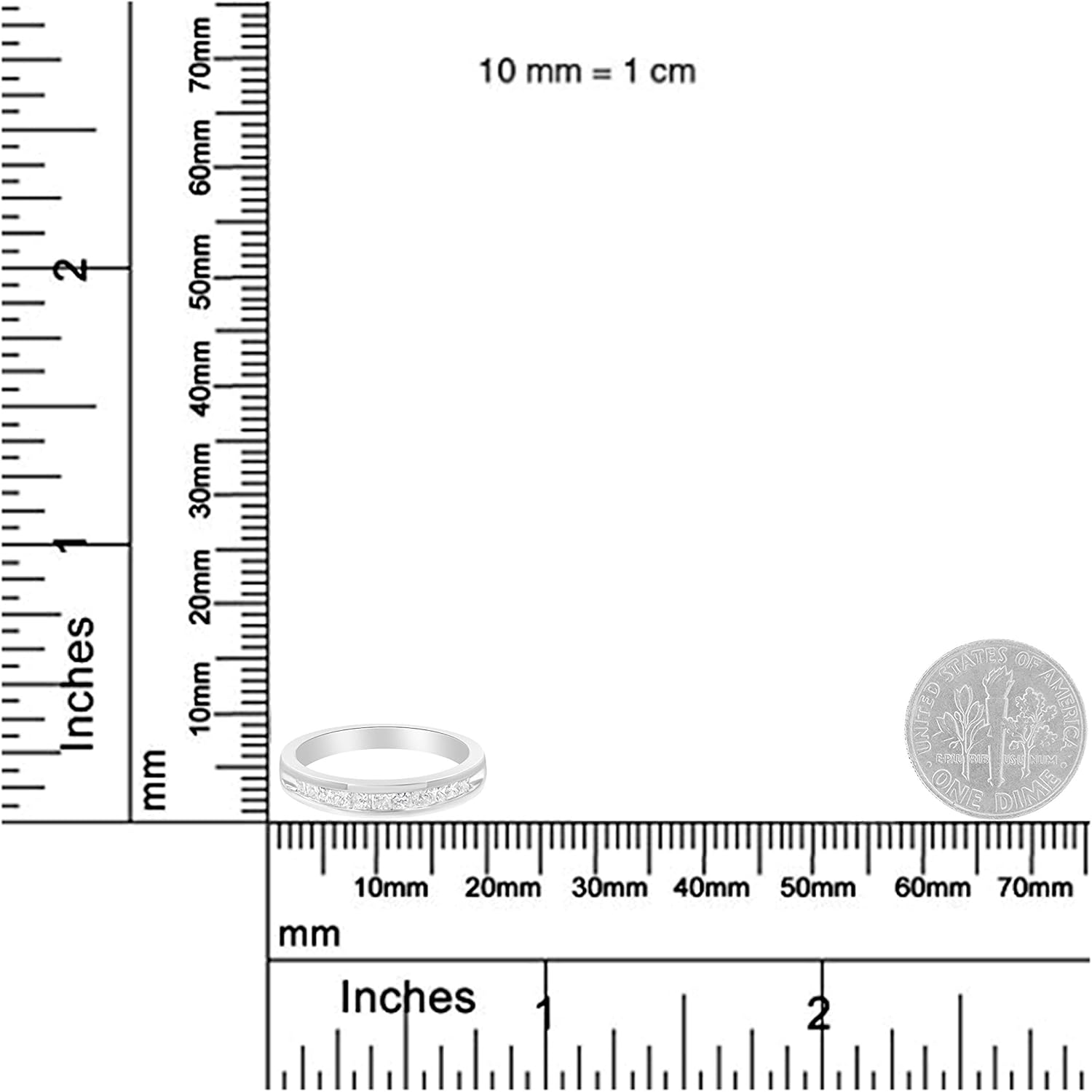 Anello a fede nuziale in stile Half Eternity con diamante taglio Princess certificato IGI da 1/2 Cttw in oro bianco 18 carati (colore H-I, purezza SI2-I1)