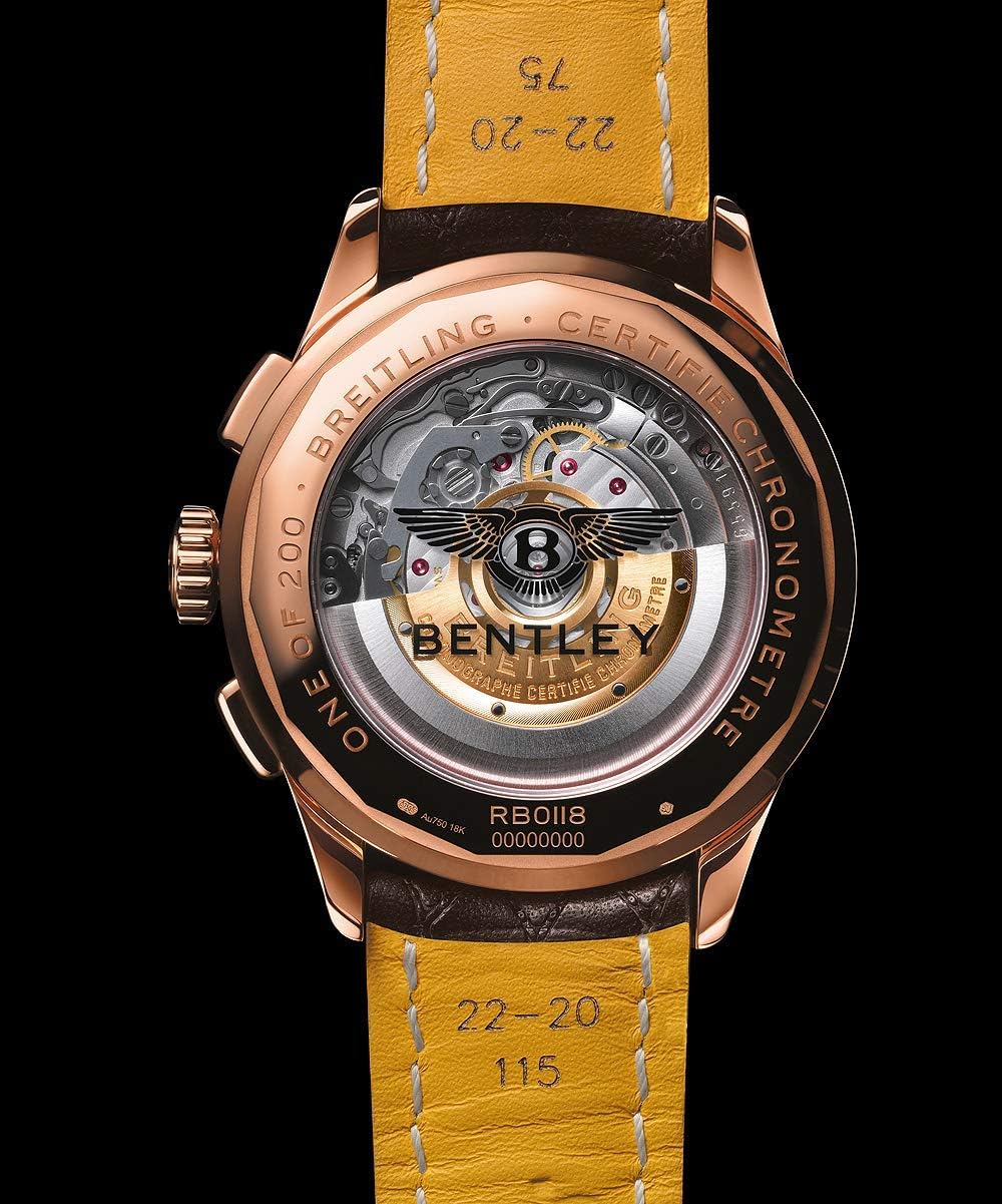 Breitling Premier B01 Kronograf 42mm Bentley Centenary Sınırlı Üretim Benzersiz Kahverengi Burl Karaağaç Kadran Katı Pembe Altın Saat RB01181A1Q1X1