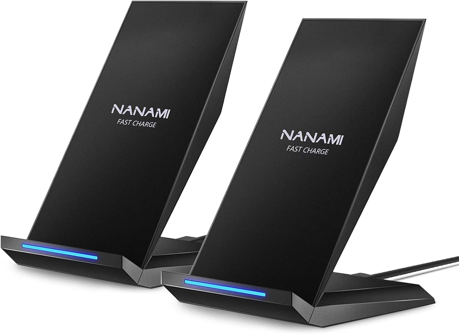 Chargeur rapide sans fil, [lot de 2] Support de recharge sans fil certifié NANAMI Qi compatible avec iPhone 16/16 Pro/16 Pro Max/15/14/13/12/11 Pro, chargeur de téléphone pour Galaxy S24/S23/S22/S21/S20 et téléphone compatible Qi