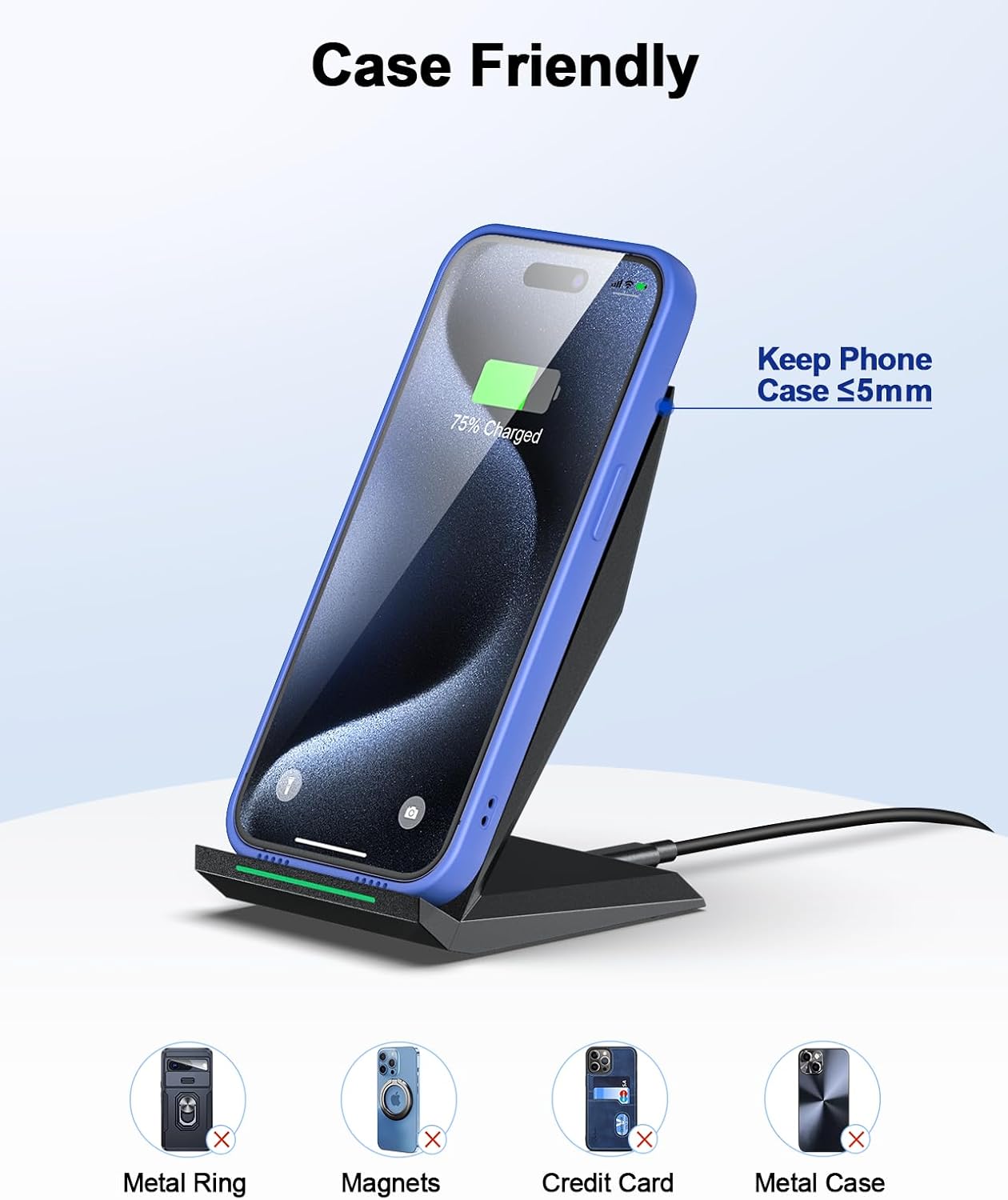 Chargeur rapide sans fil, [lot de 2] Support de recharge sans fil certifié NANAMI Qi compatible avec iPhone 16/16 Pro/16 Pro Max/15/14/13/12/11 Pro, chargeur de téléphone pour Galaxy S24/S23/S22/S21/S20 et téléphone compatible Qi