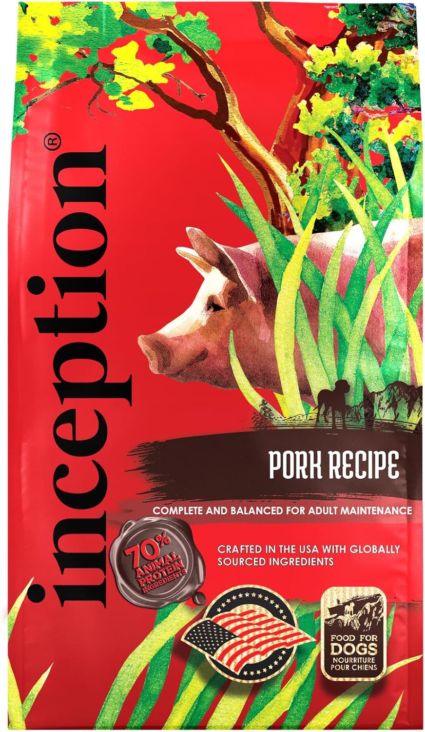 Inception® Dry Dog Food Pork Recipe – Complete and Balanced Dog Food – Meat First Legume Free Dry Dog Food – 13.5 lb. Bag