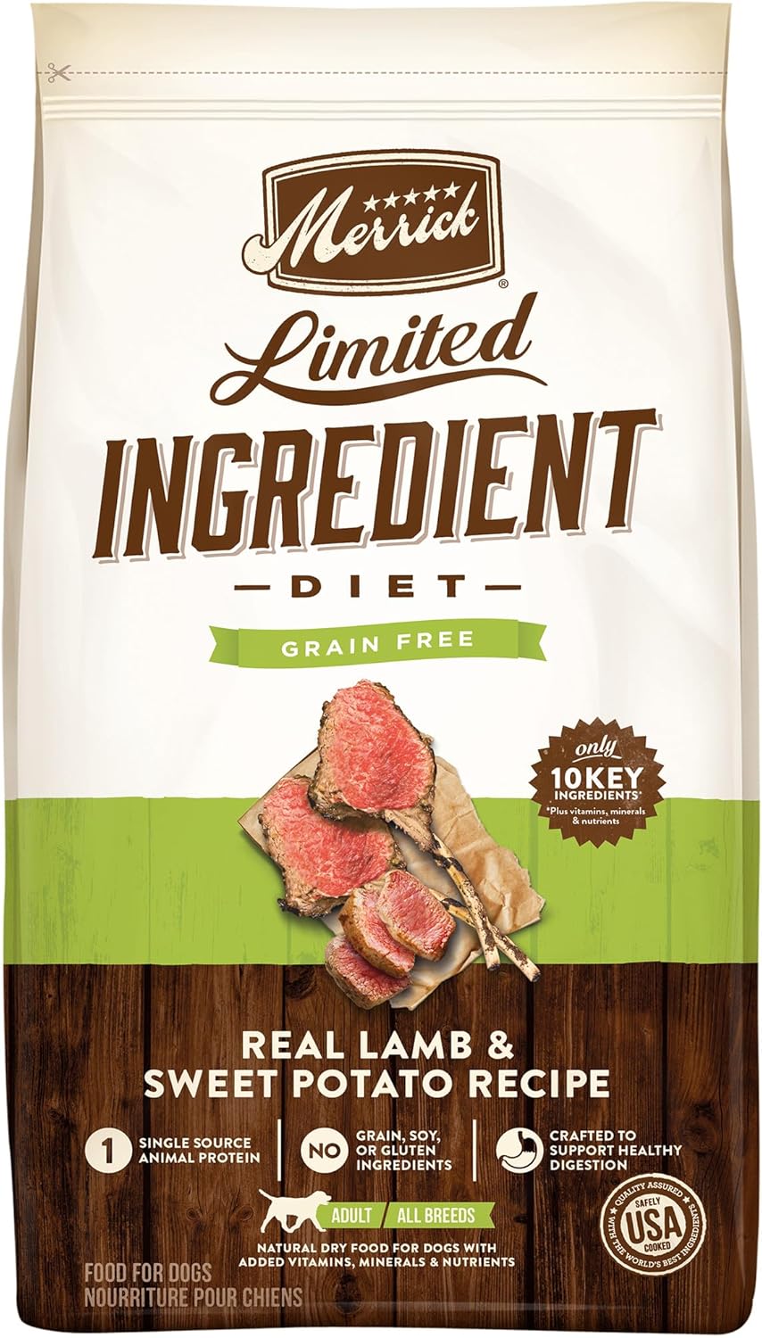 Merrick Limited Ingredient Diet Grain Free Dry Dog Food, Premium And Healthy Kibble With Lamb And Sweet Potato - 22.0 lb. Bag