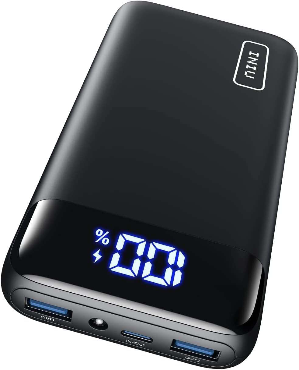 Chargeur portable INIU, 22,5 W, 20 000 mAh, entrée/sortie USB C, charge rapide, batterie de téléphone à écran LED DP 3.0 QC 4.0, compatible avec iPhone 16, 15, 14 13 Pro, Samsung S23, Google iPad, tablette, etc.