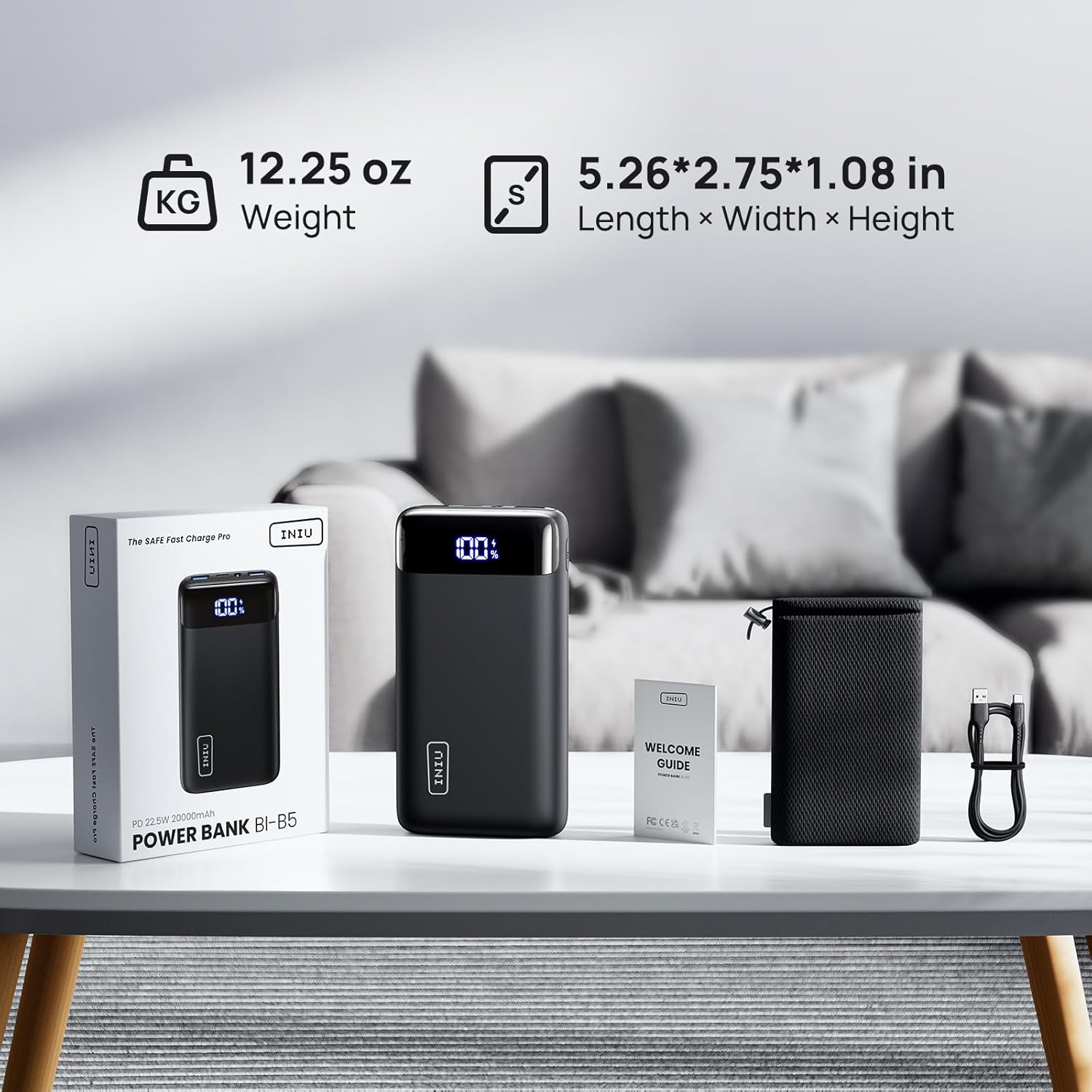 INIU Portable Charger, 22.5W 20000mAh USB C in Out Power Bank Fast Charging, PD 3.0 QC 4.0 LED Display Phone Battery Pack Compatible with iPhone 16 15 14 13 Pro Samsung S23 Google iPad Tablet, etc