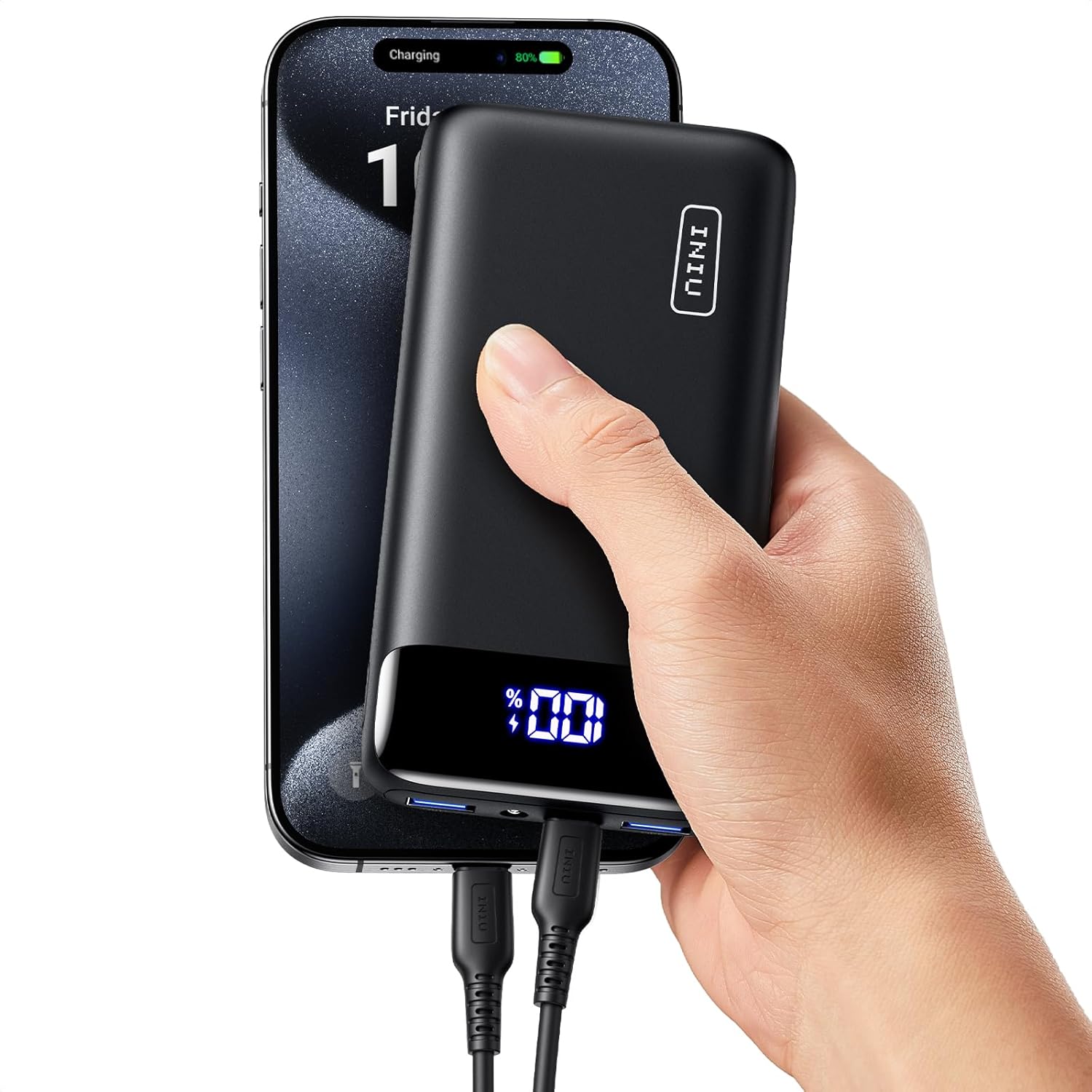 INIU Portable Charger, 22.5W 20000mAh USB C in Out Power Bank Fast Charging, PD 3.0 QC 4.0 LED Display Phone Battery Pack Compatible with iPhone 16 15 14 13 Pro Samsung S23 Google iPad Tablet, etc
