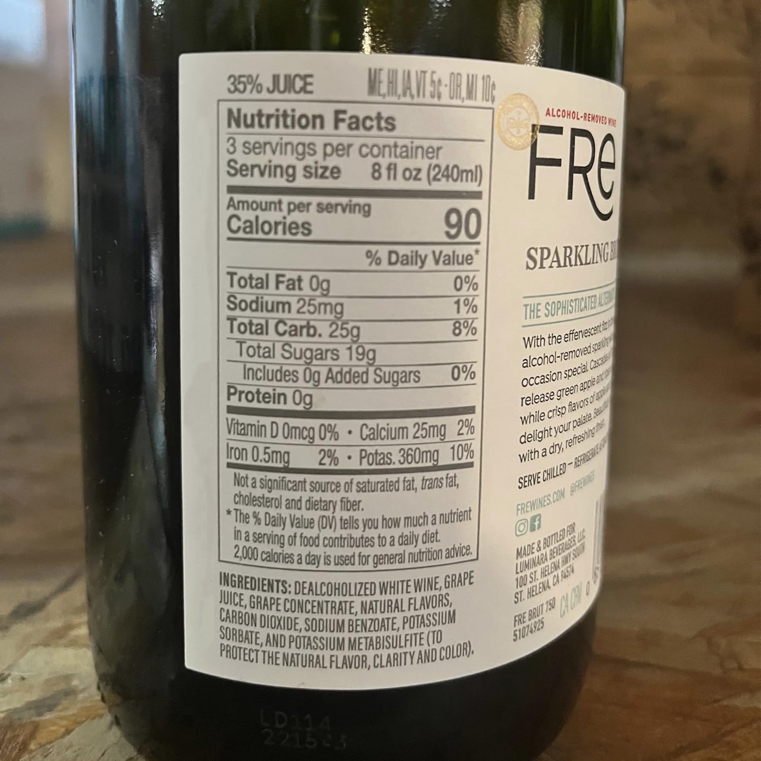 Sutter Home Fre Brut Non-alcoholic Champagne Wine - The best NA Brut on the market! (6 Bottles)
