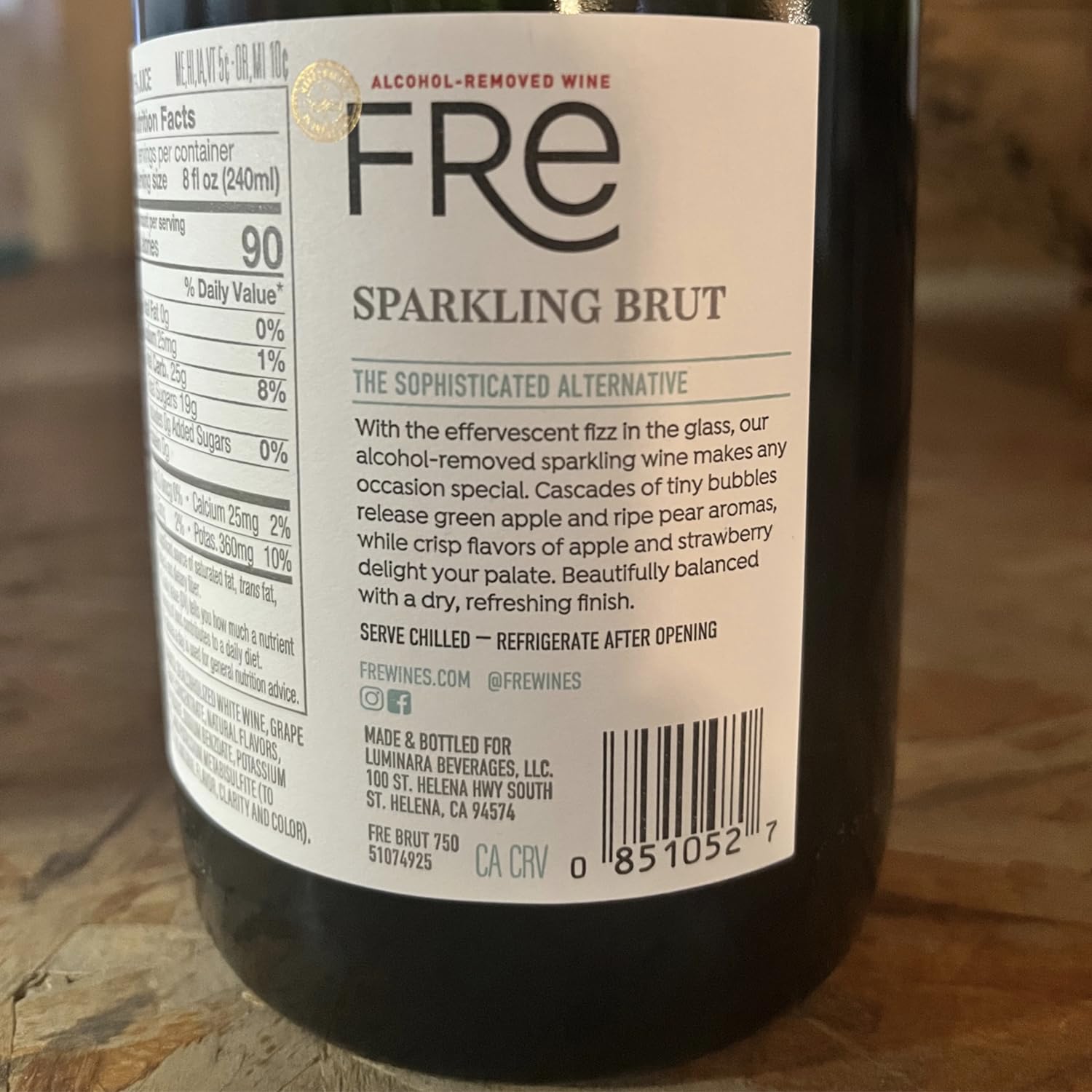 Sutter Home Fre Brut Non-alcoholic Champagne Wine - The best NA Brut on the market! (6 Bottles)
