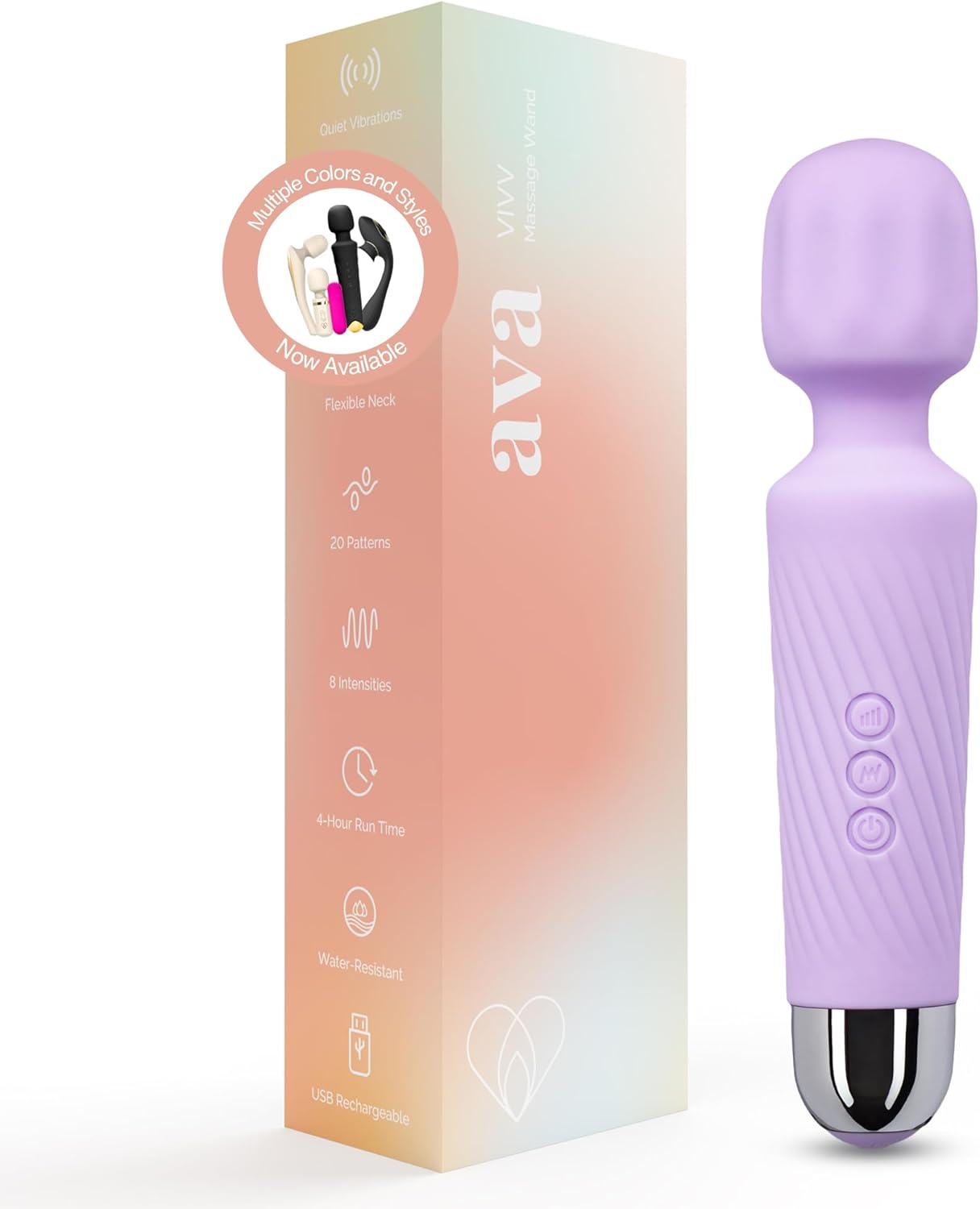 Ava Vibrator Wand Sex Toys [Clit Stimulator Vibrators] Vibrator for Woman | Sex Toy | Gifts for Women | 20 Patterns  8 Speeds of Pleasure | Quiet amp; Small | Adult Sex Toys -Standard - Purple