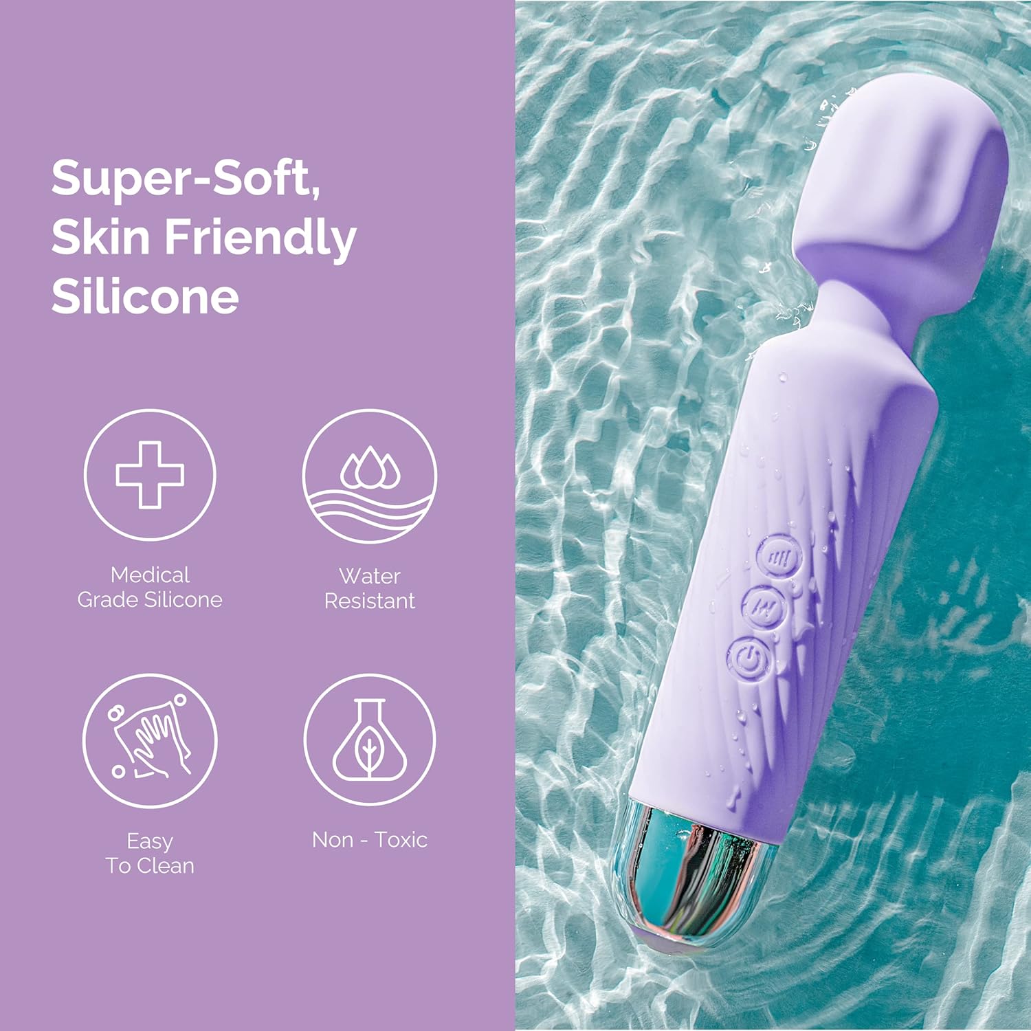 Ava Vibrator Wand Sex Toys [vibratori stimolatori del clitoride] Vibratore da donna | Sex Toy | Regali per donna | 20 modelli a 8 velocità di piacere | Silenzioso e piccolo | Sex Toys per adulti -Standard - Viola